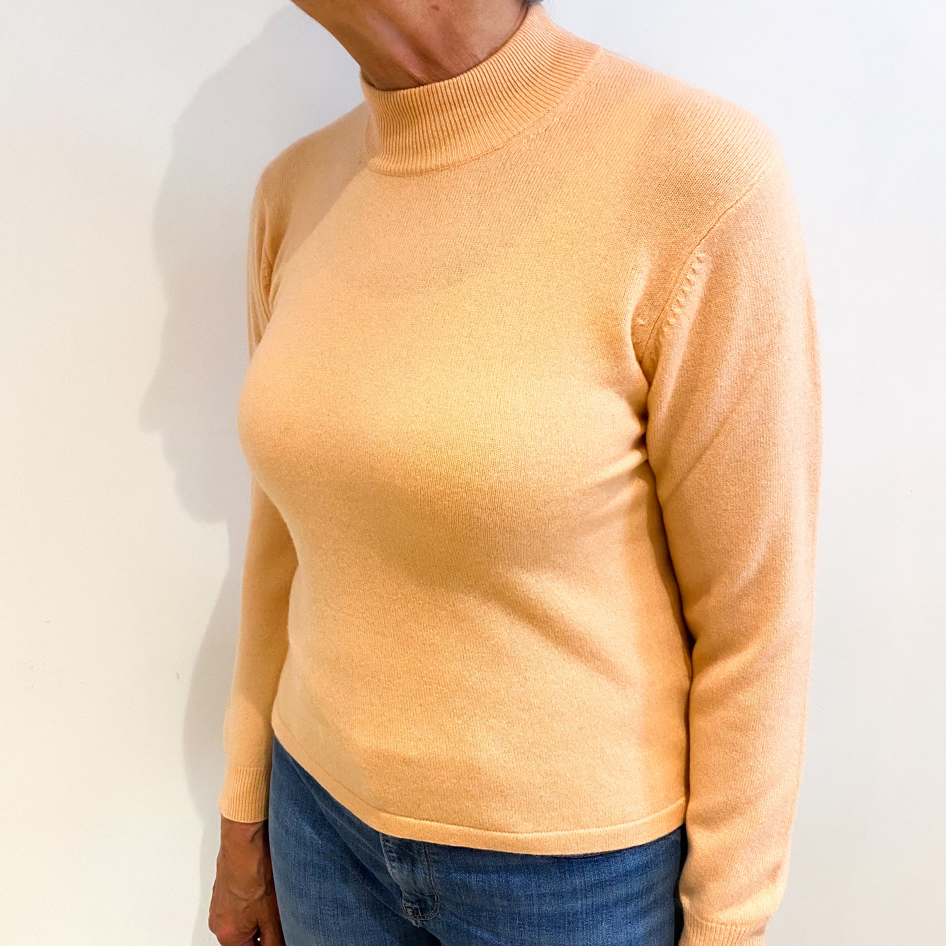 Peach Pink Cashmere Turtle Neck Jumper Medium