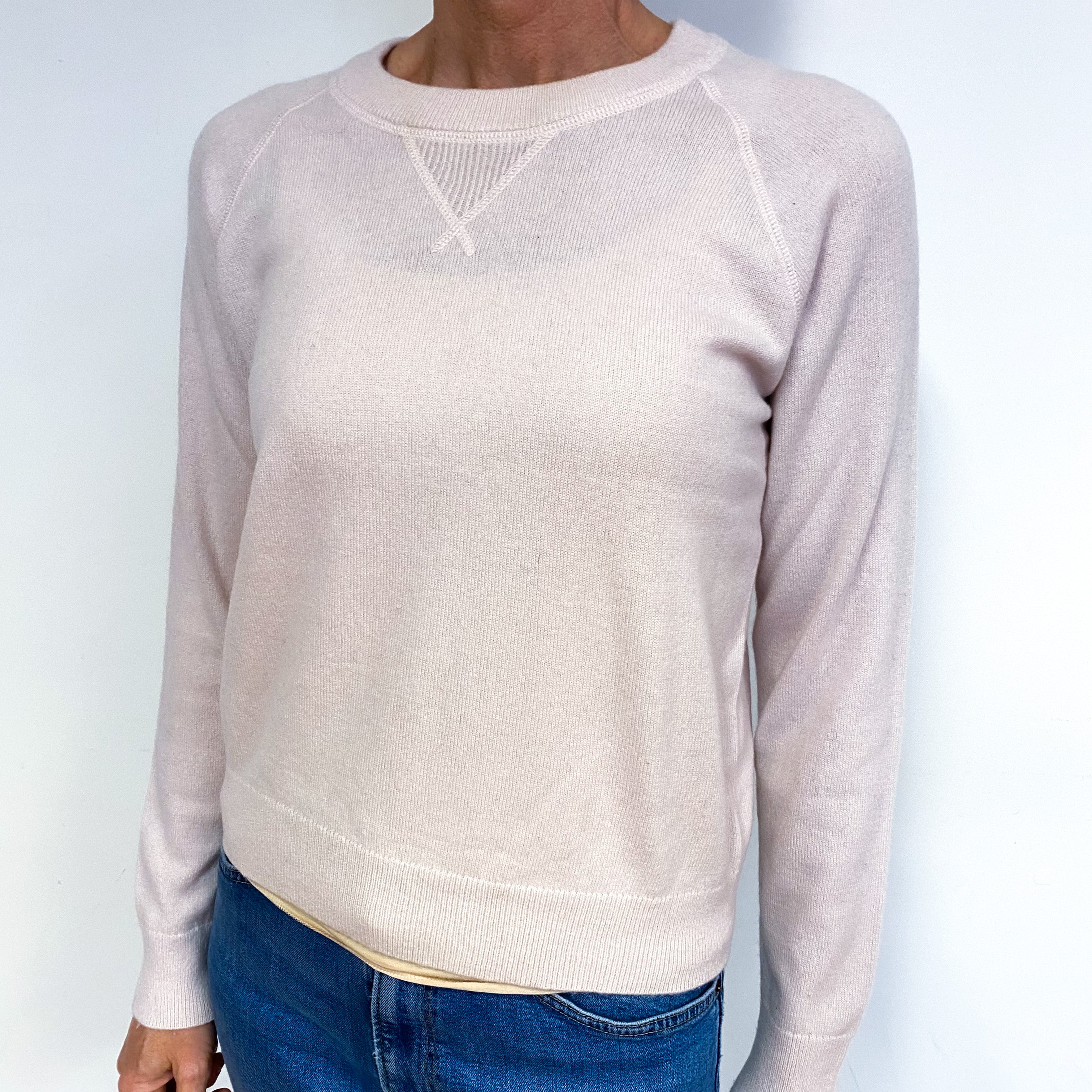 Shell Pink Cashmere Crew Neck Jumper Medium