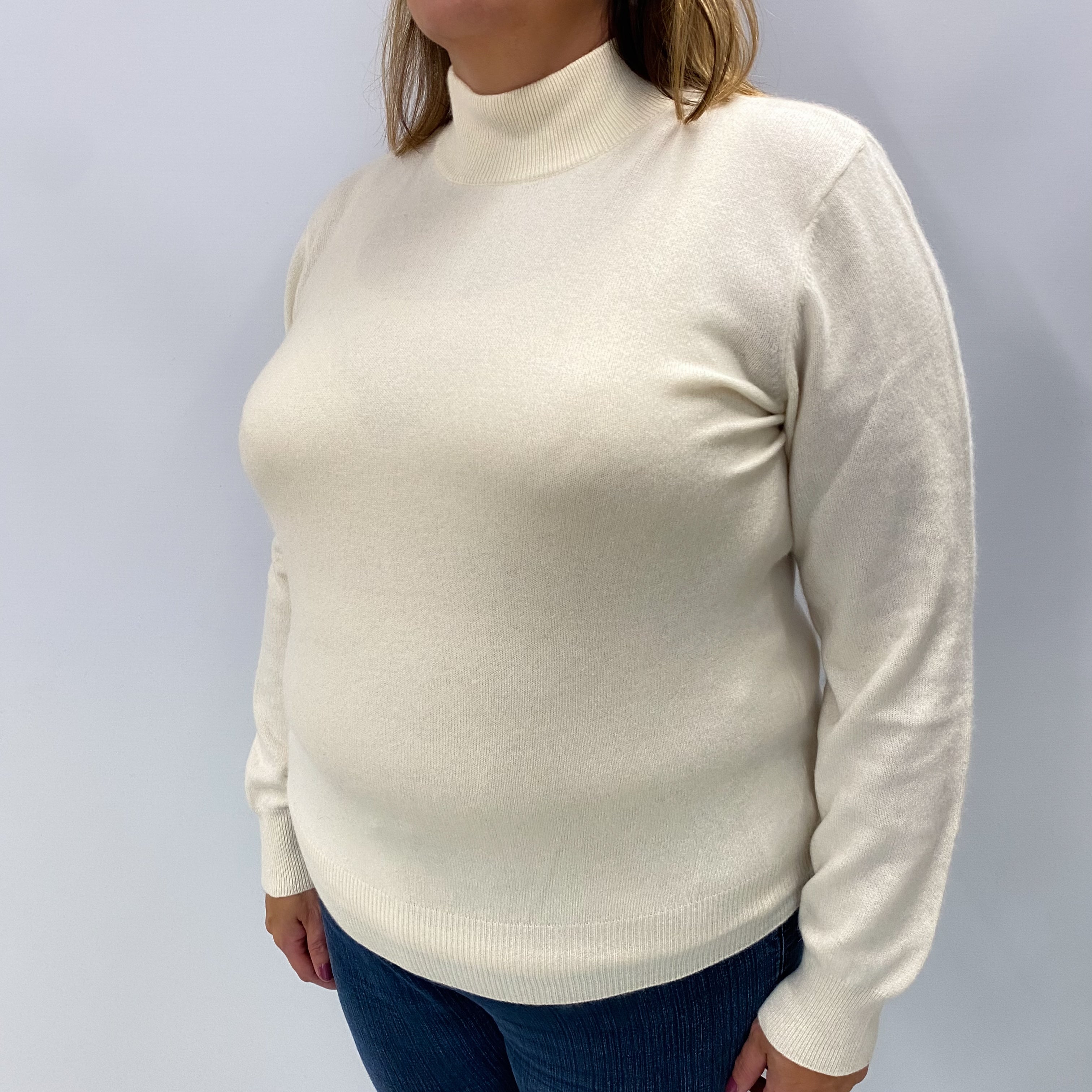 Ivory Cream Cashmere Turtle Neck Jumper Extra Large