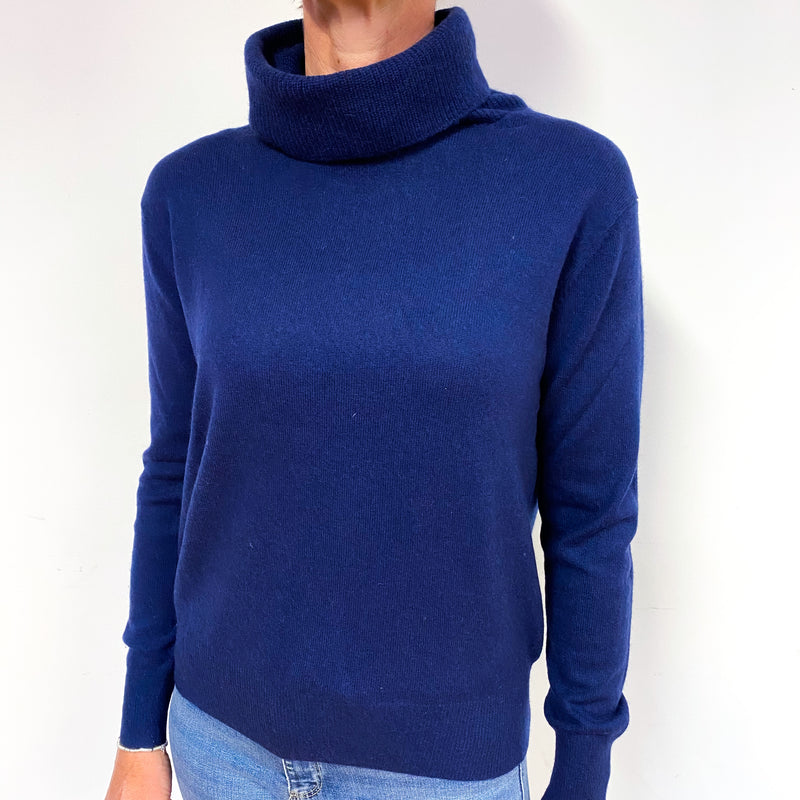 French Navy Cashmere Funnel Neck Jumper Medium – NEARLY NEW CASHMERE CO.