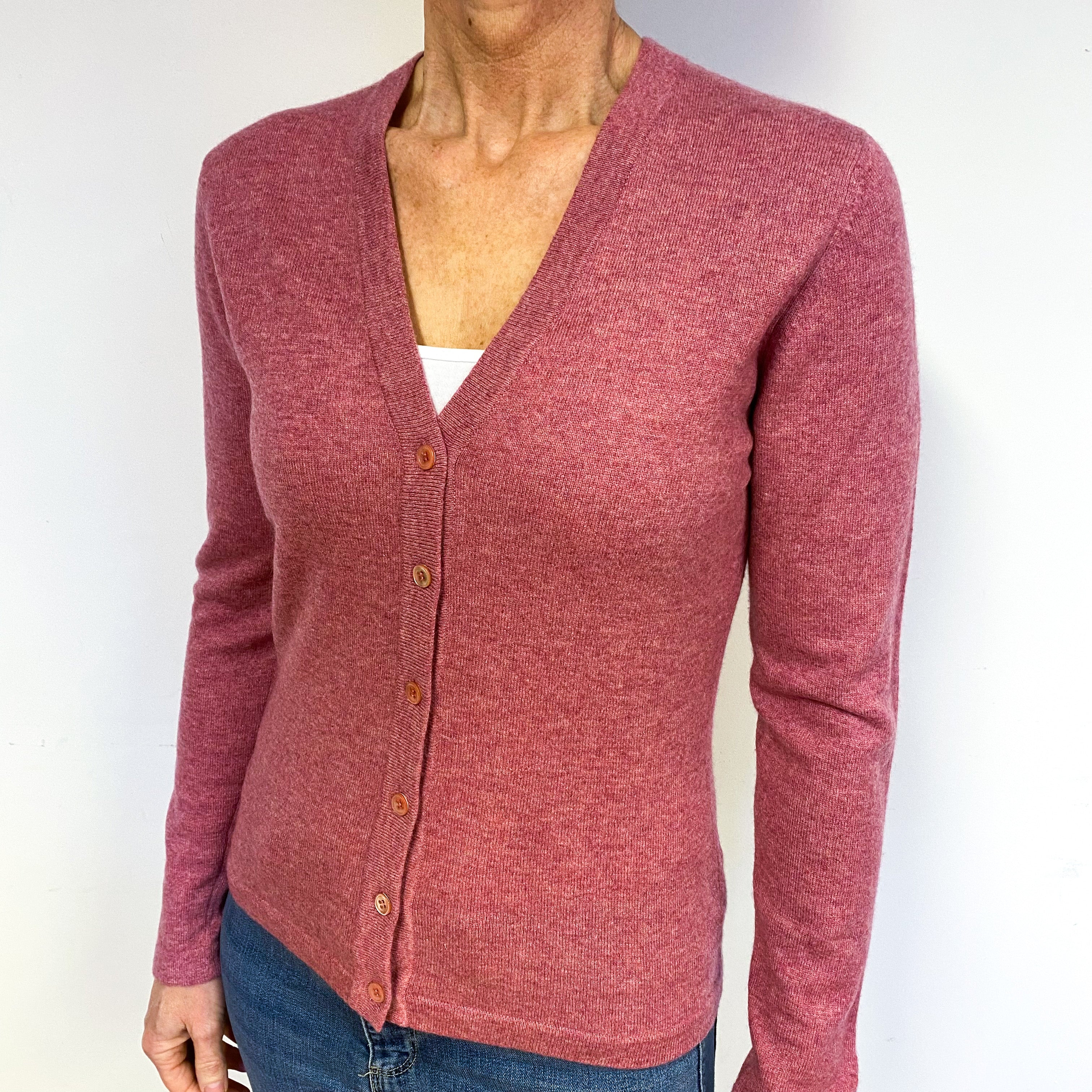 Dusky Rose Pink Cashmere Cardigan Medium