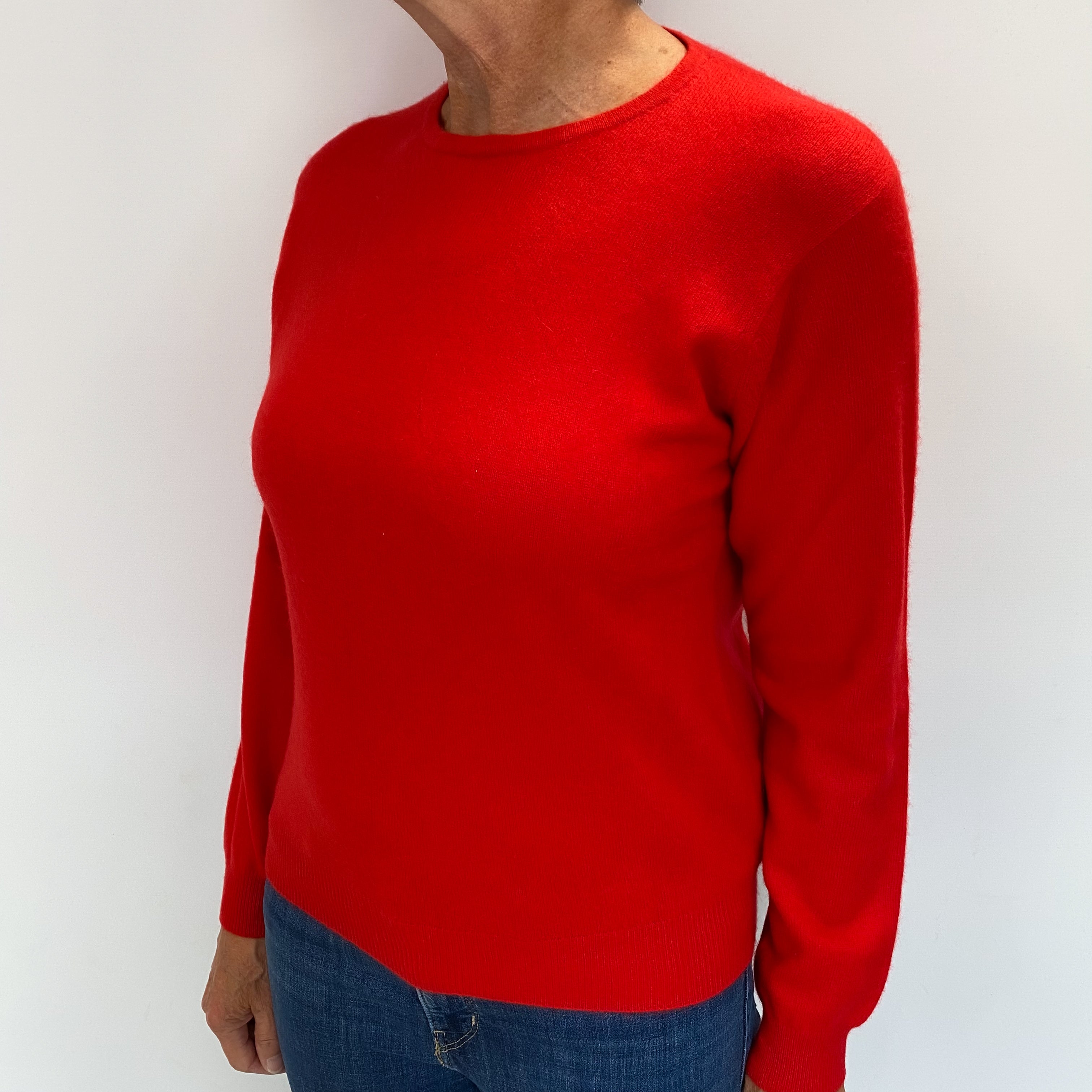 Vermillion Red Cashmere Crew Neck Jumper Medium