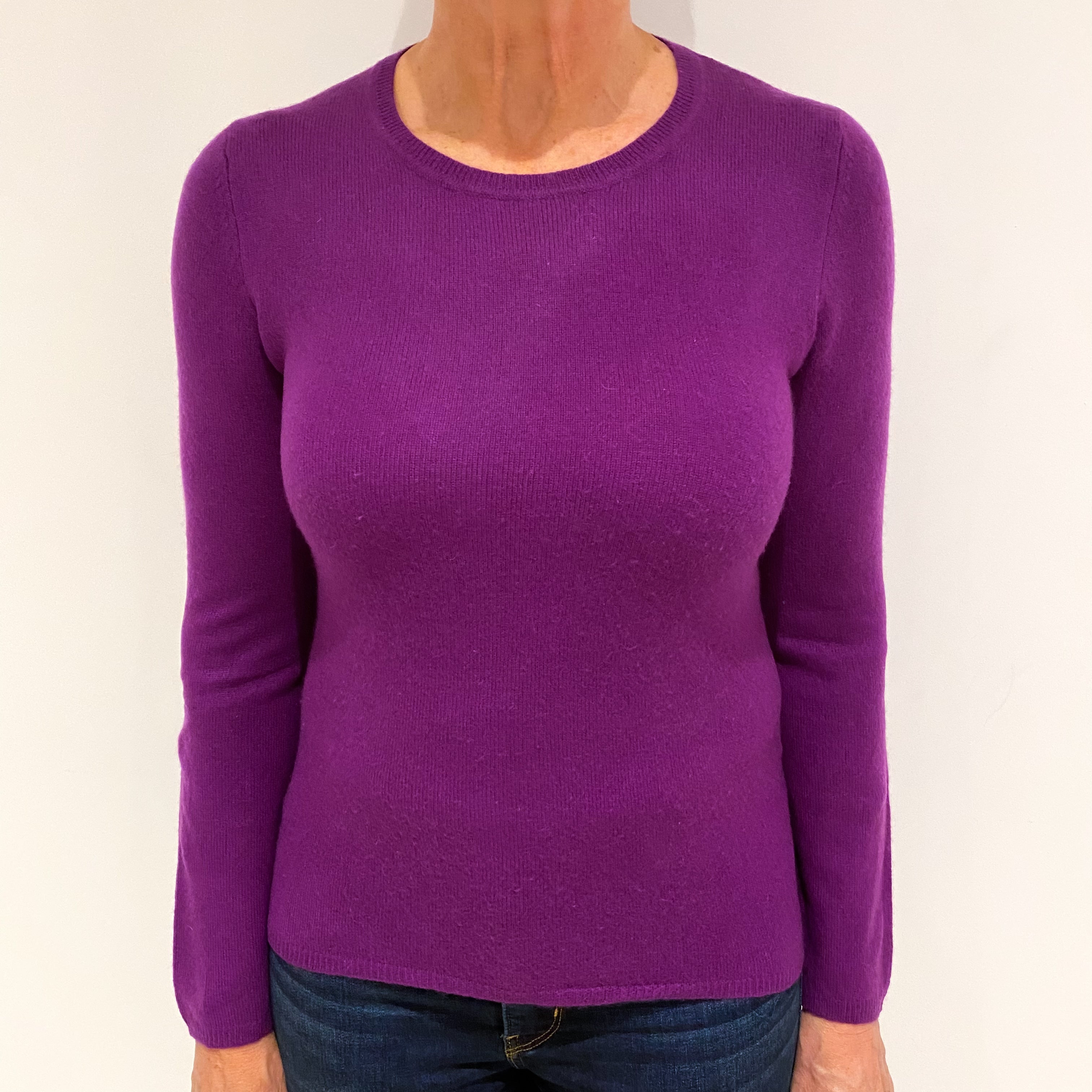 Violet Purple Cashmere Crew Neck Jumper Medium