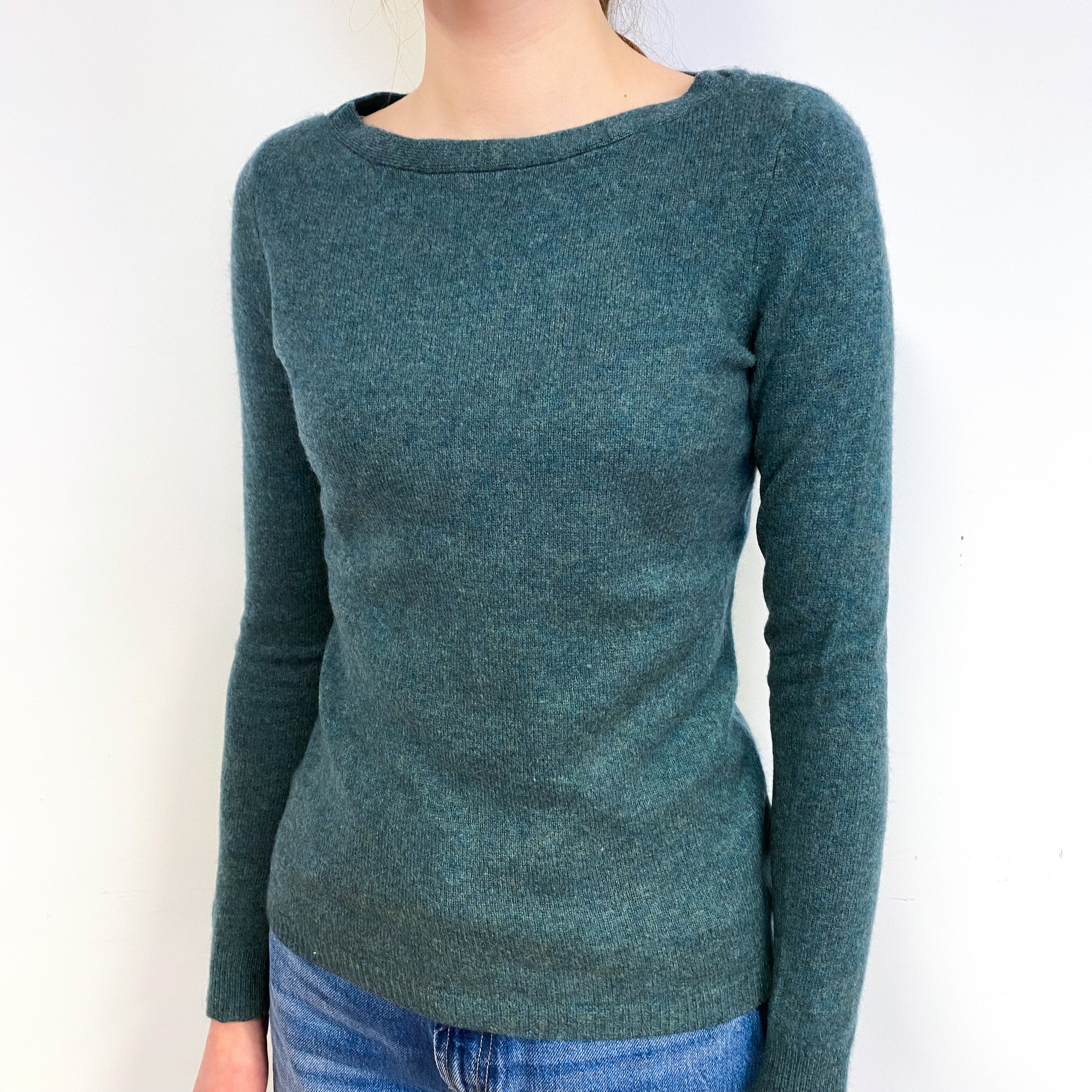 Spruce Green Cashmere Boat Neck Jumper Extra Small