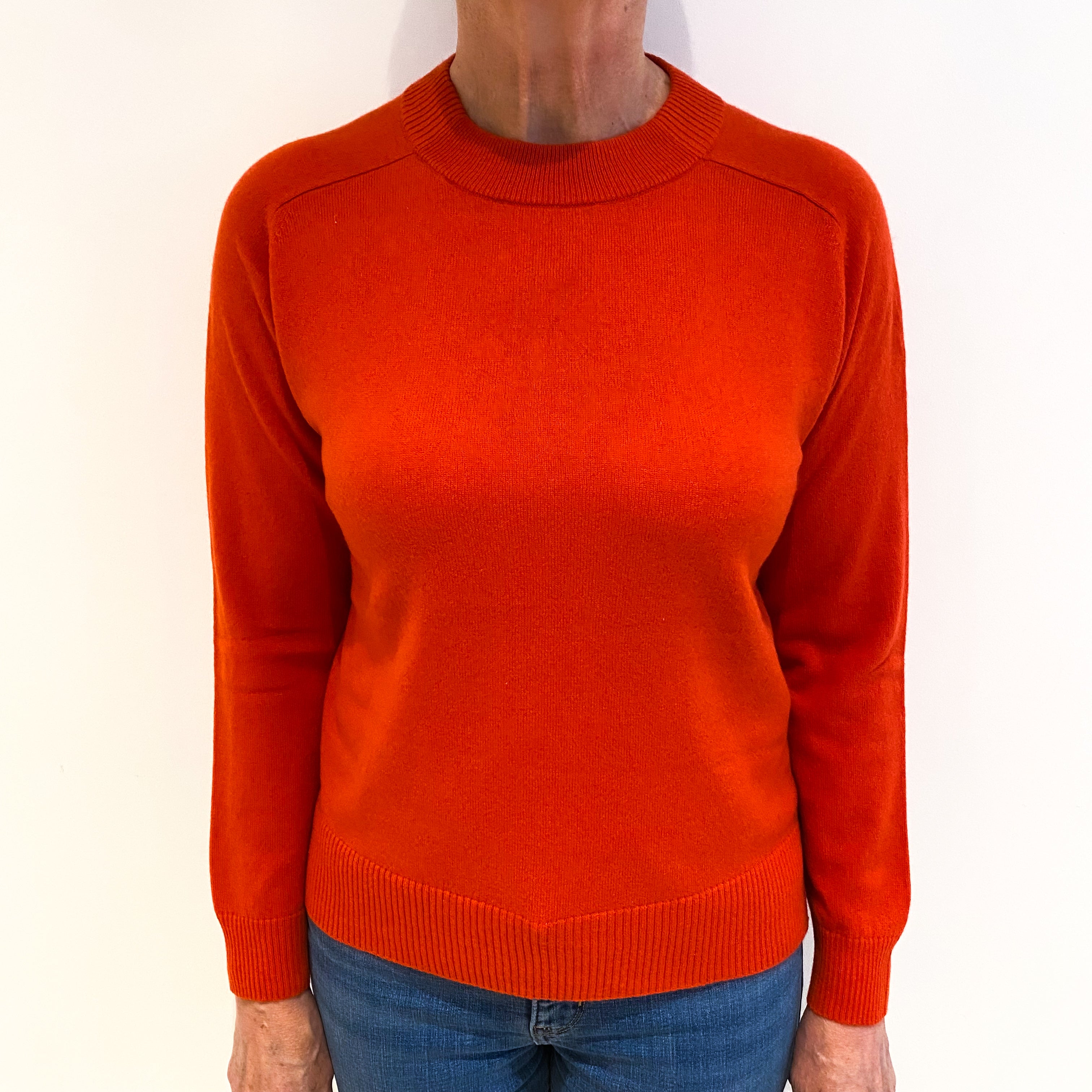 Whistles Vermillion Orange Cashmere Crew Neck Jumper Medium