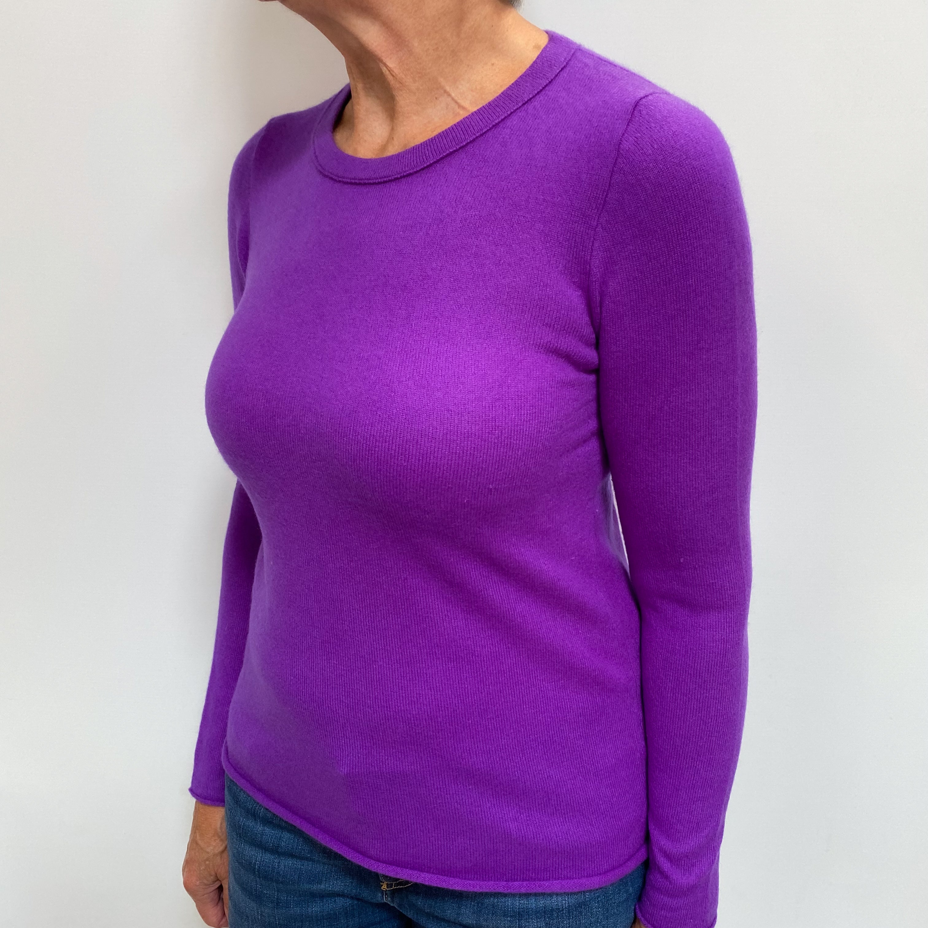 Violet Purple Cashmere Crew Neck Jumper Medium