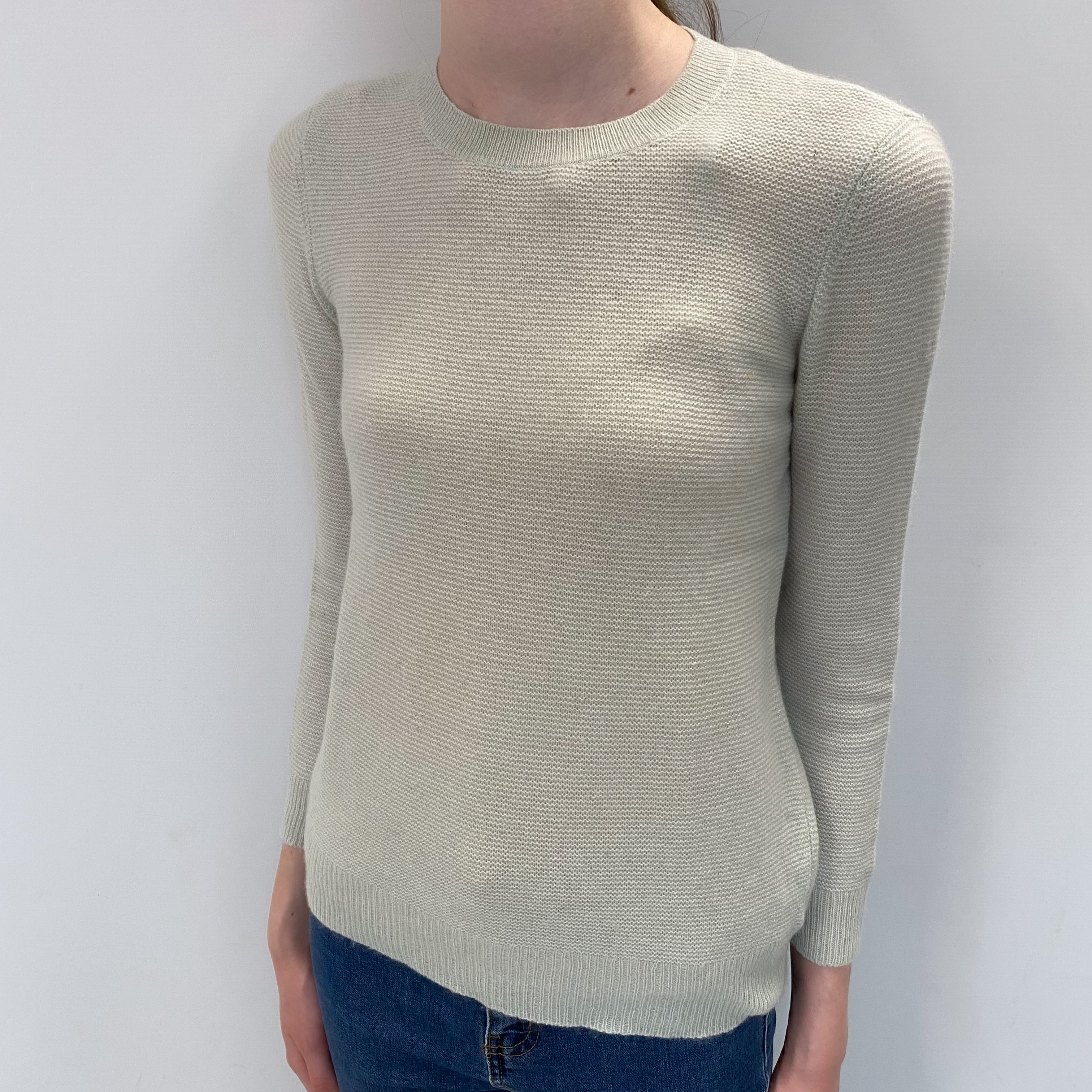 Theory Opal Green Cashmere Crew Neck Jumper Extra Small