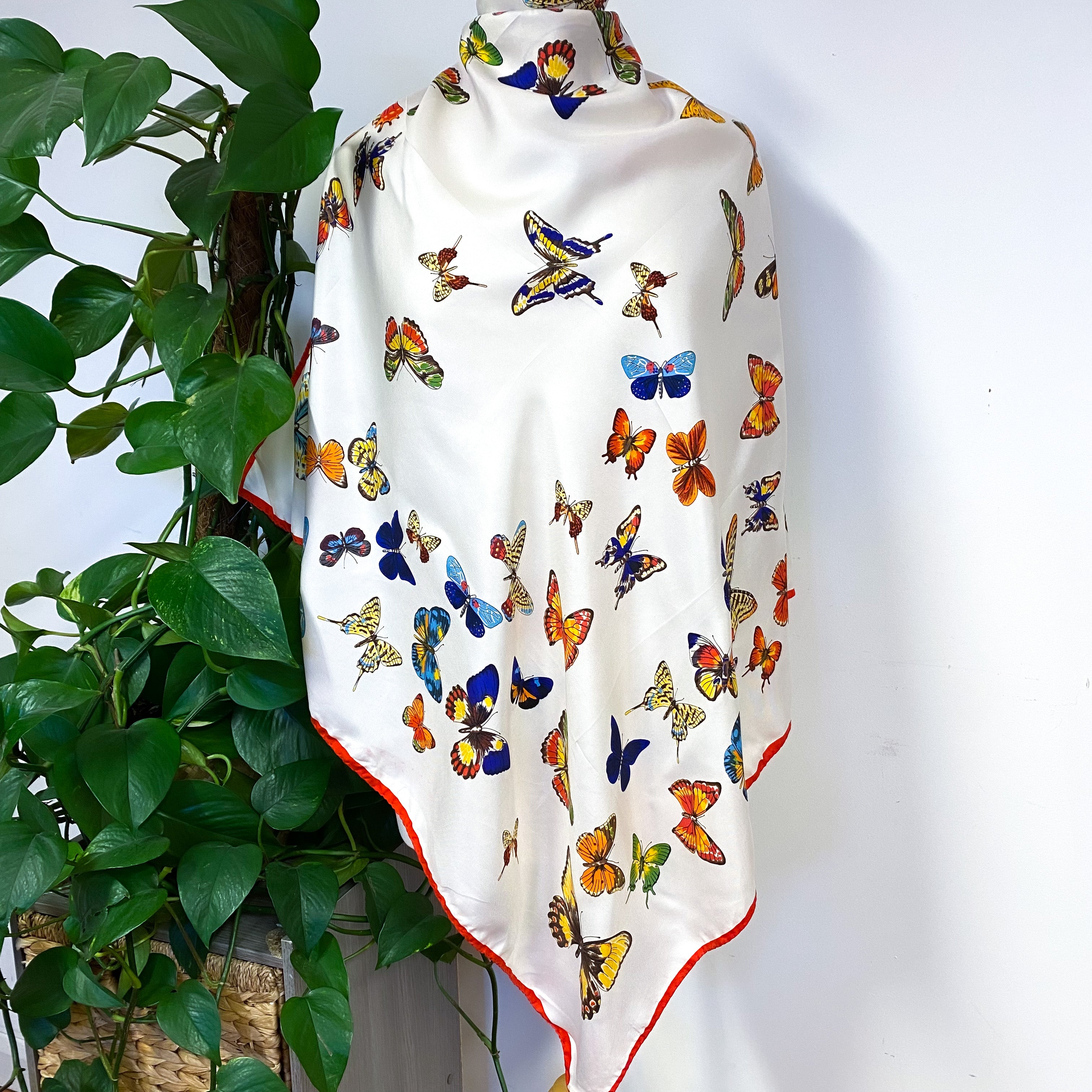 Butterfly Design Large Silk Scarf