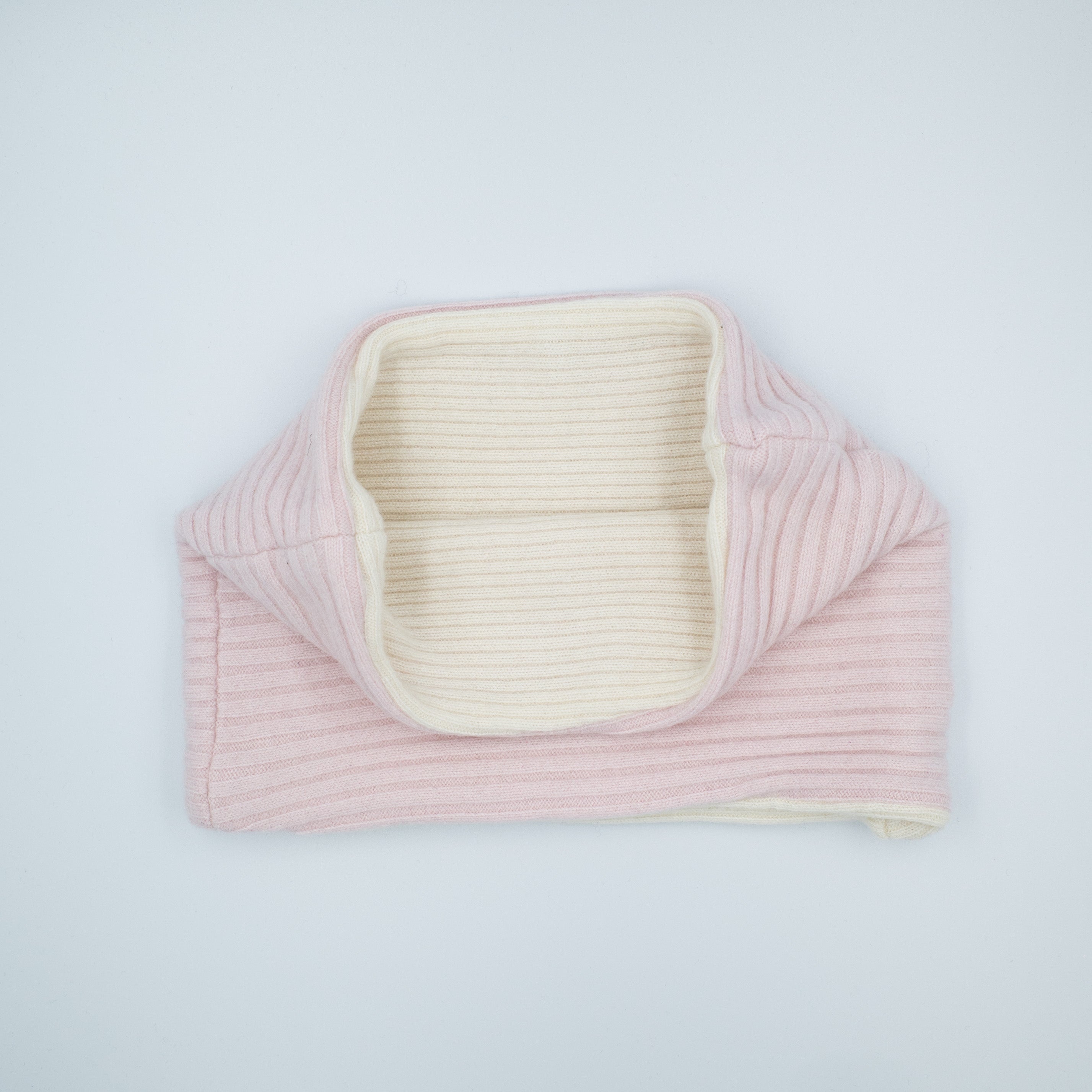 Pale Pink and Cream Ribbed Neck Warmer