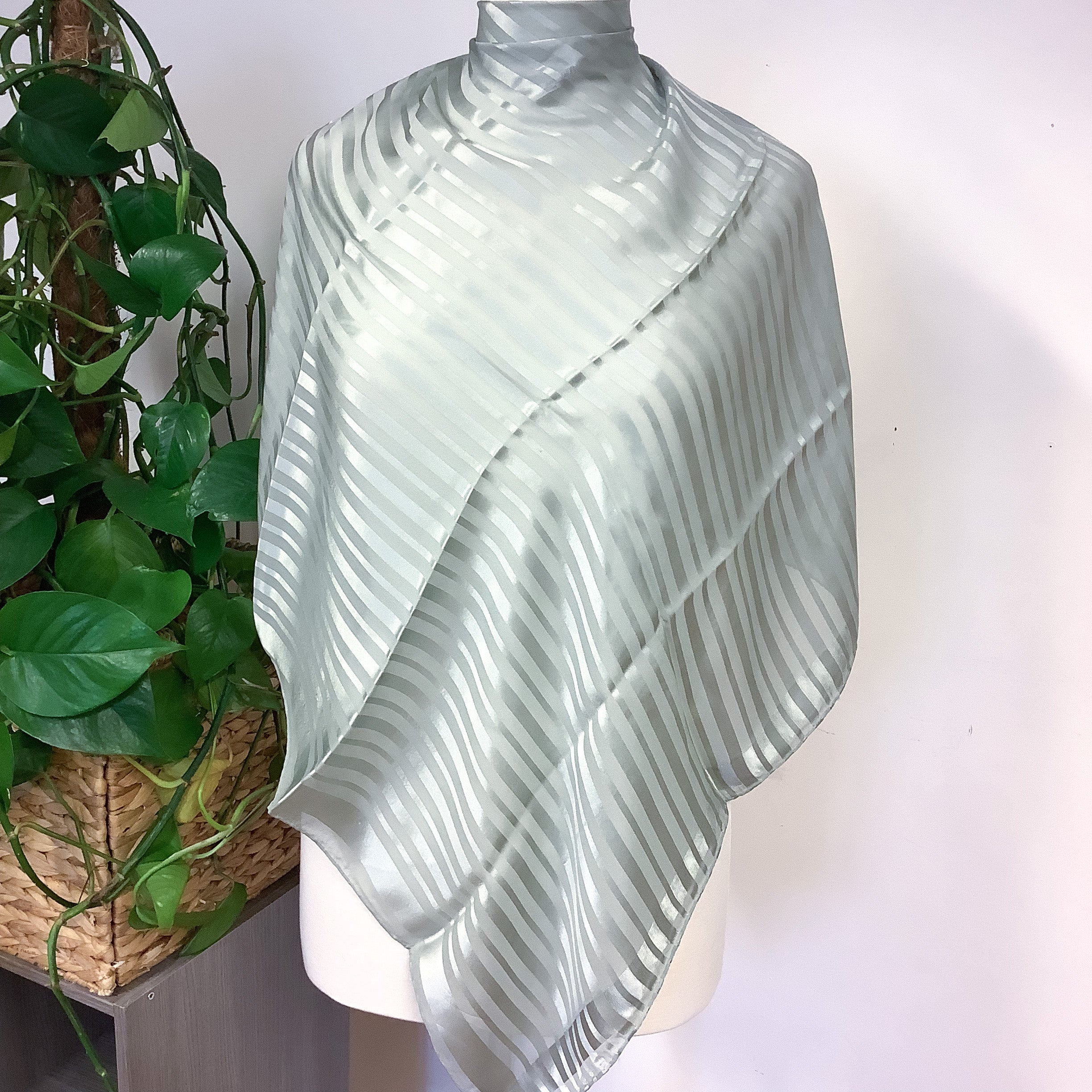 Sage Green Floaty Jaeger Silk Scarf