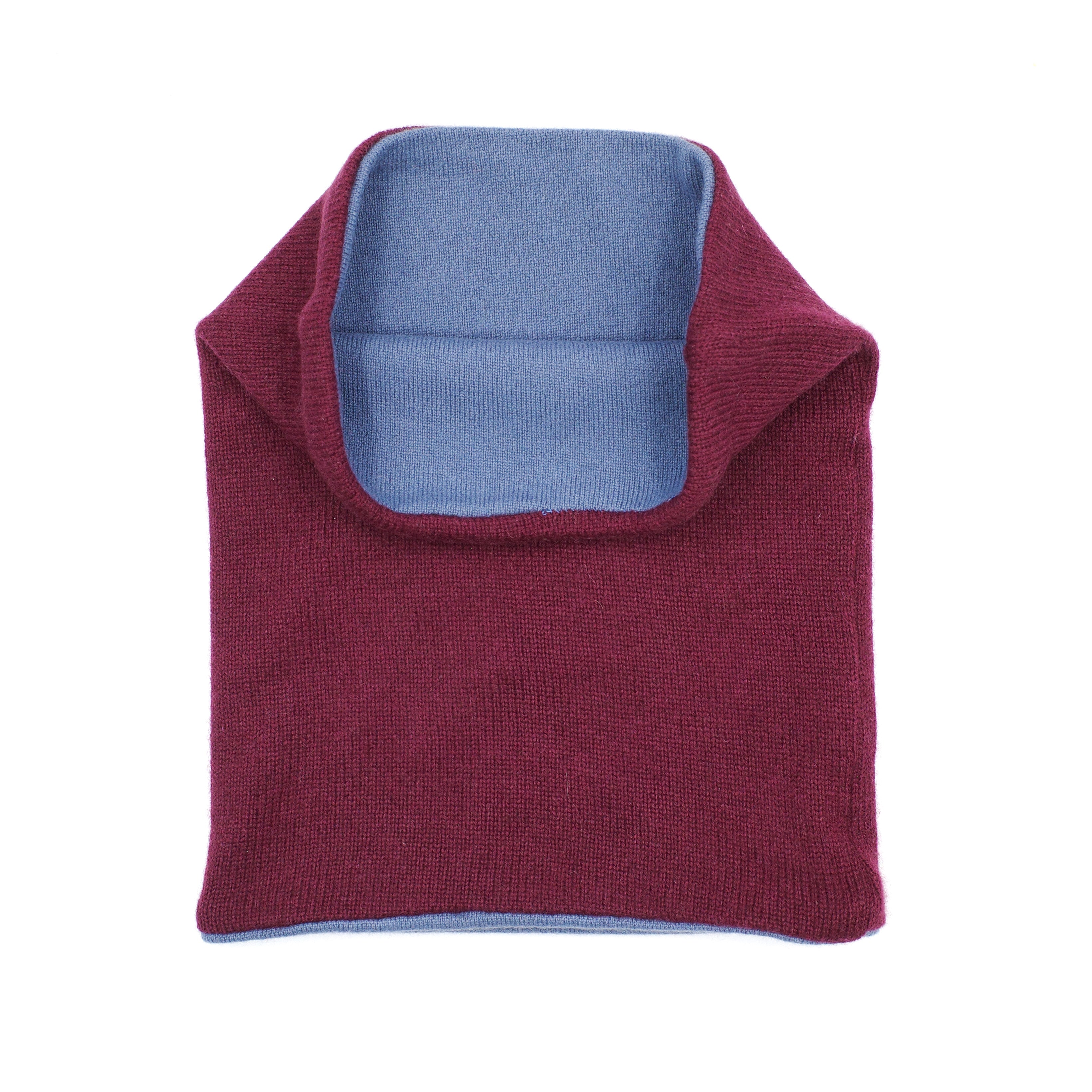 Men’s Burgundy and Denim Blue Luxury Double Layered Snood