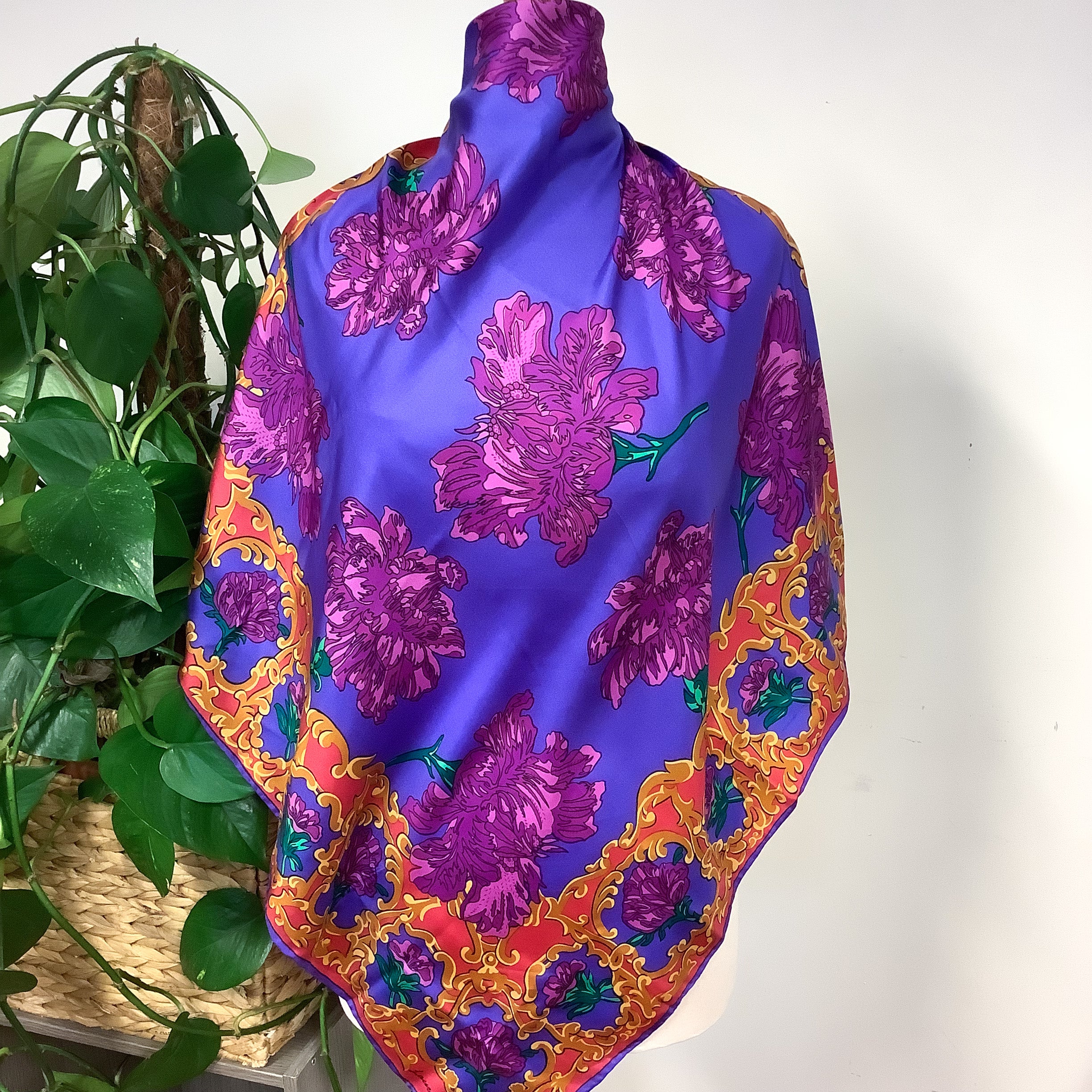 Laura Geraldi Floral Design Vintage Silk Scarf