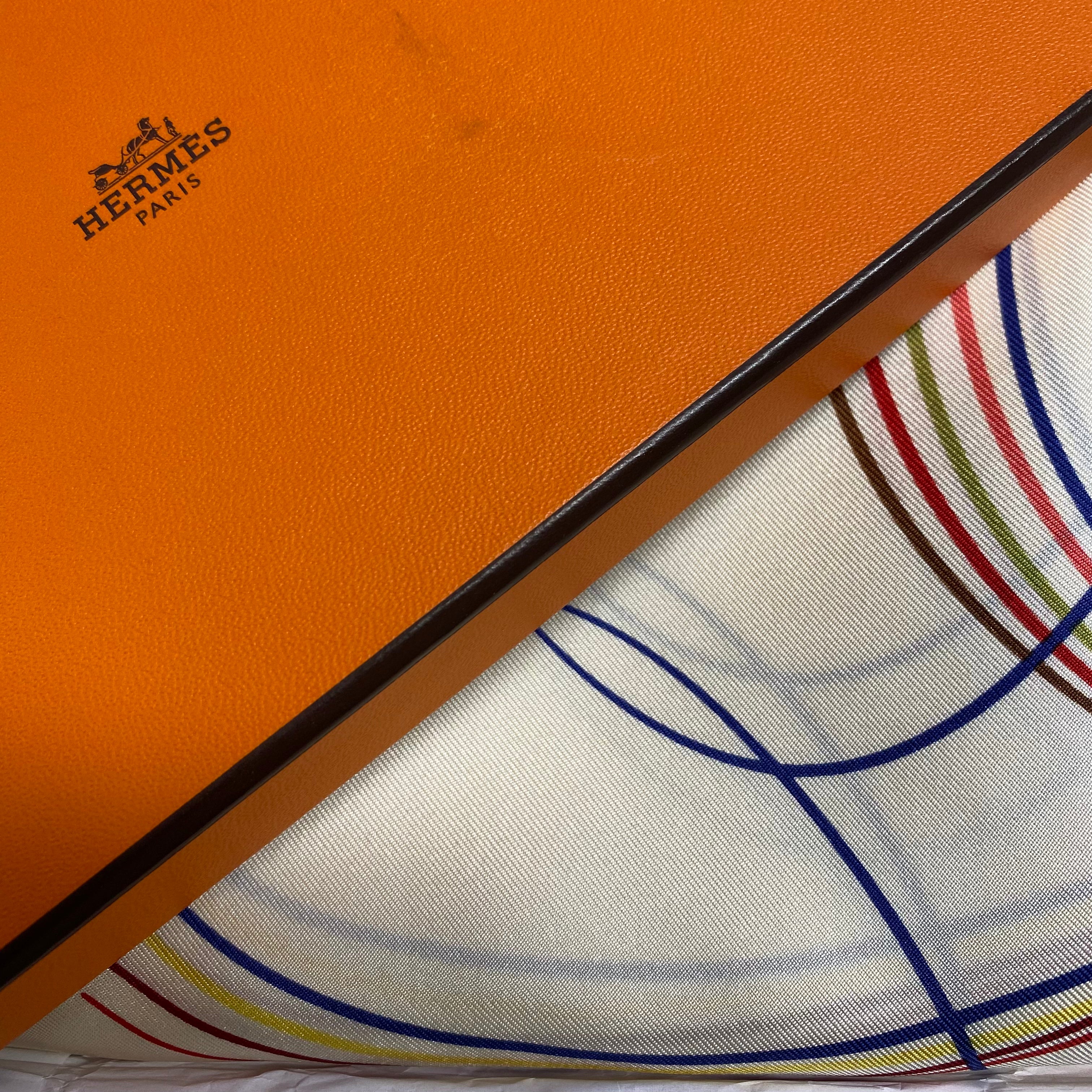 Unworn Boxed Hermes 24 Faubourg Designer Silk Scarf