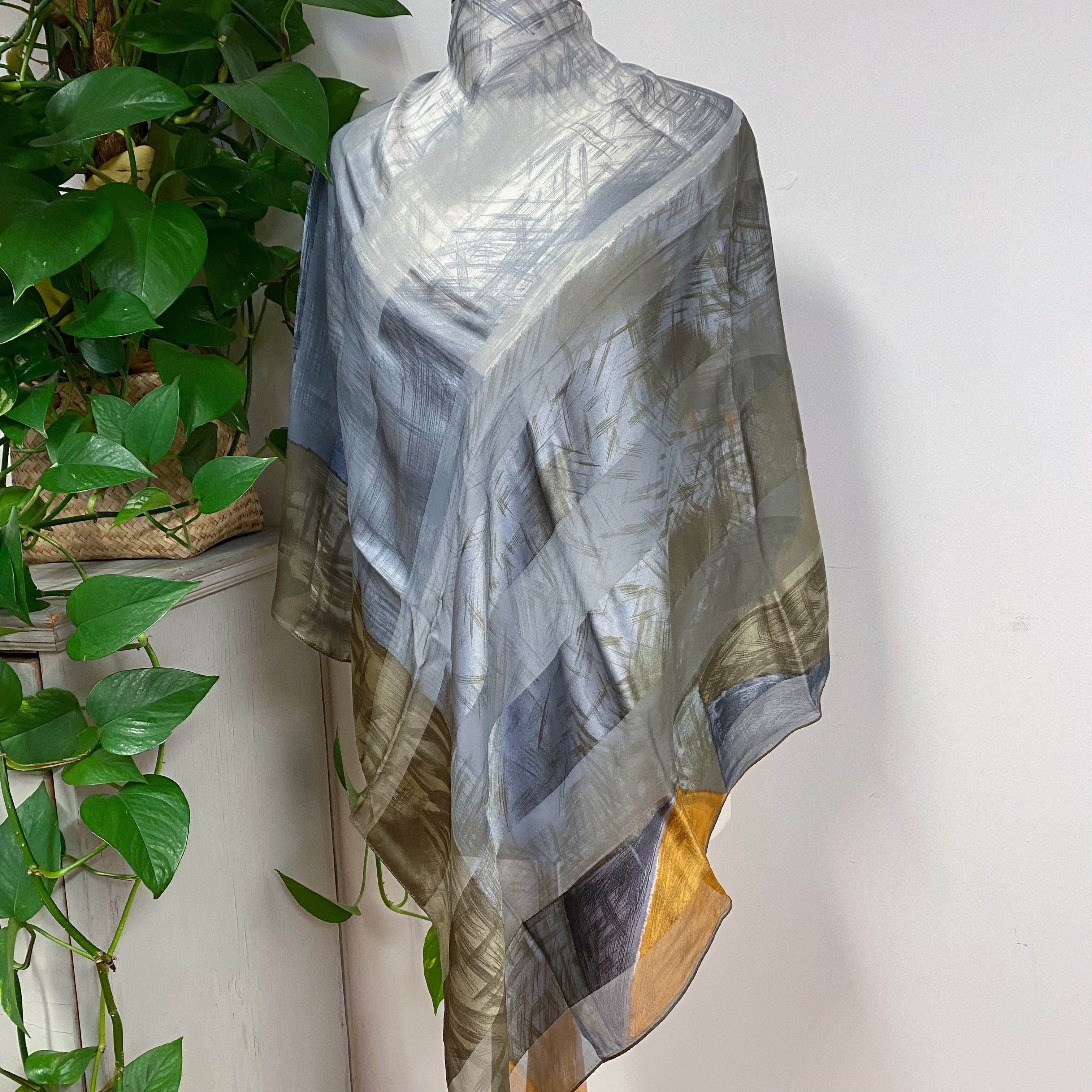 Large Muted Floaty Silk Scarf