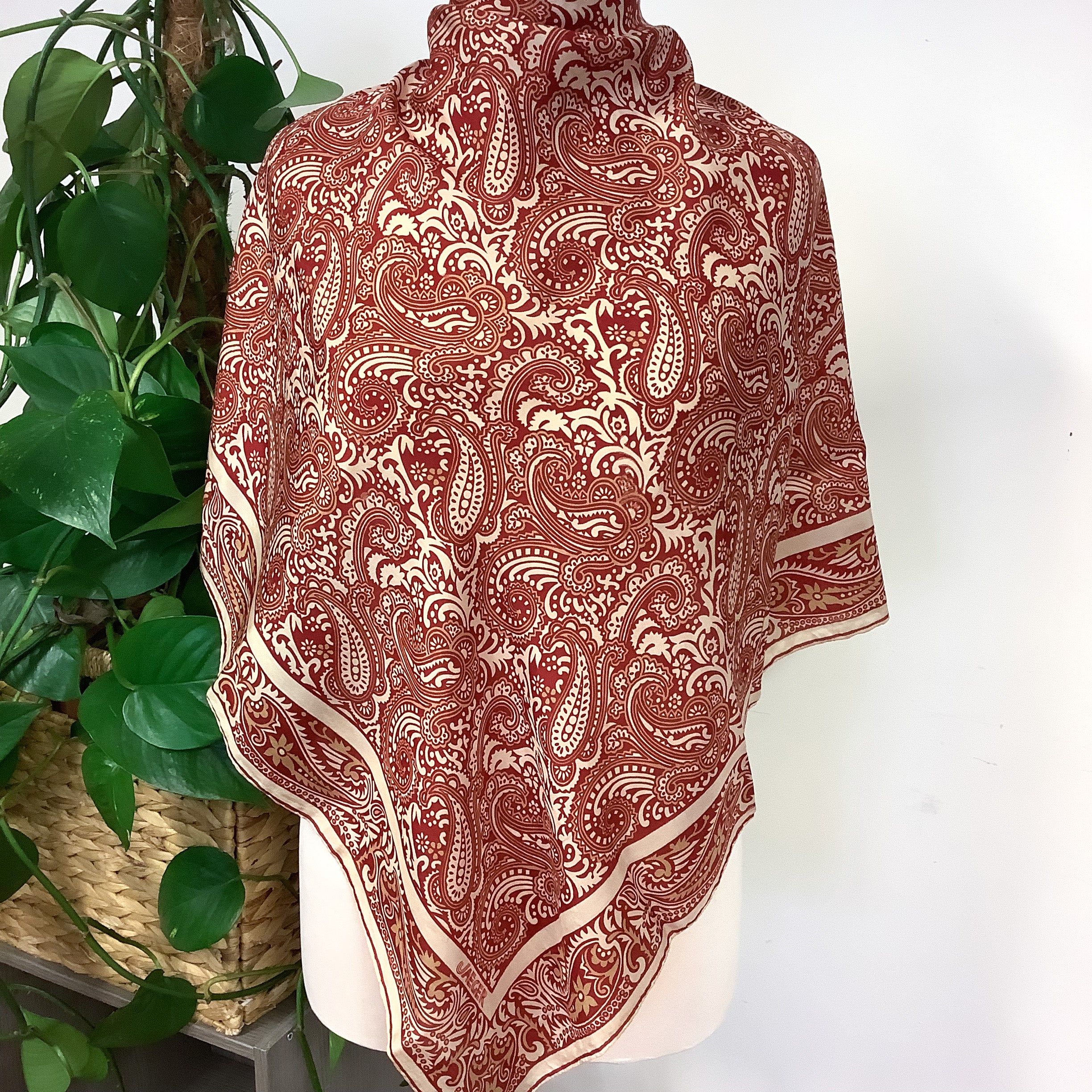 1970s Paisley Jaeger Vintage Silk Scarf