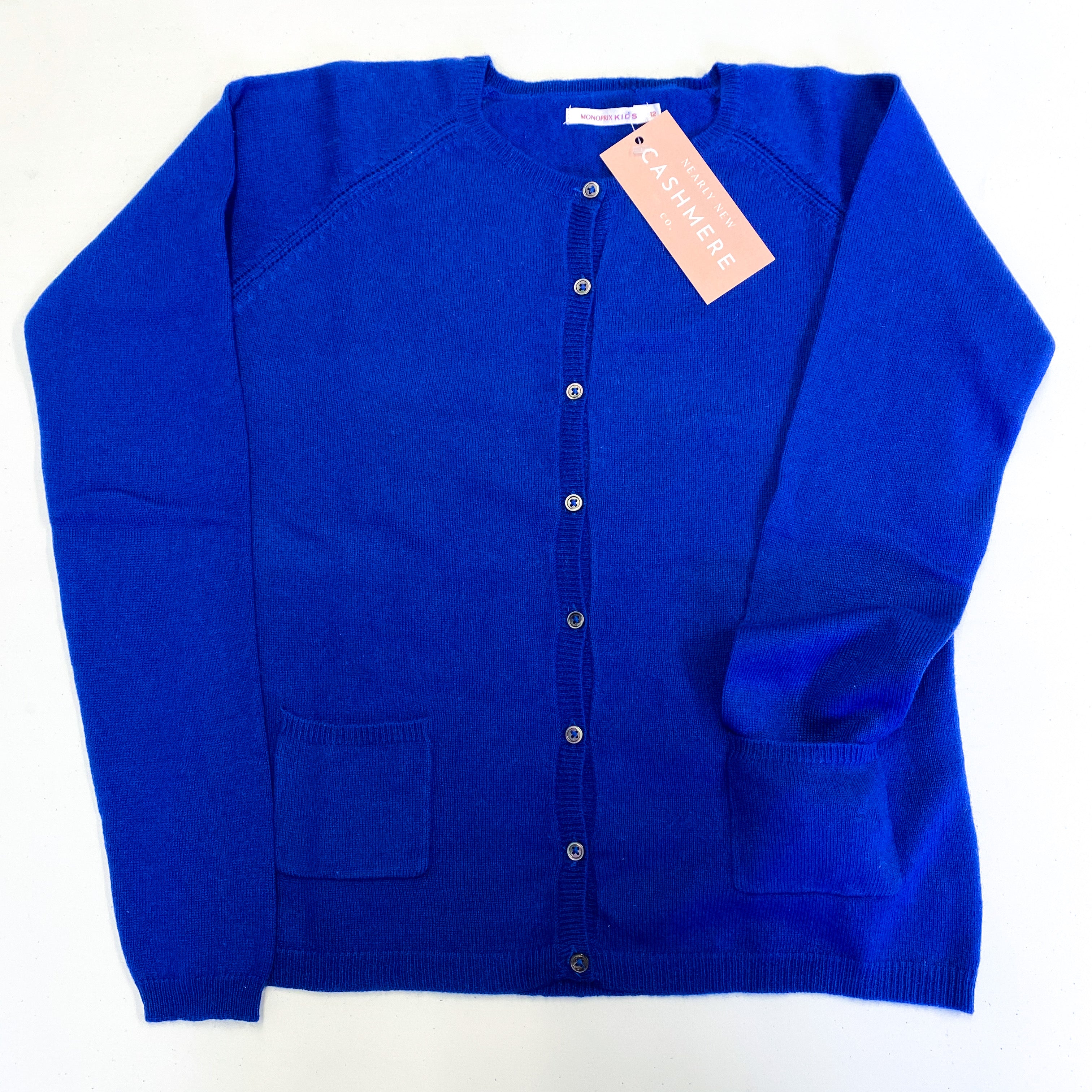 Children’s Admiral Blue Cashmere Crew Neck Cardigan Age 12