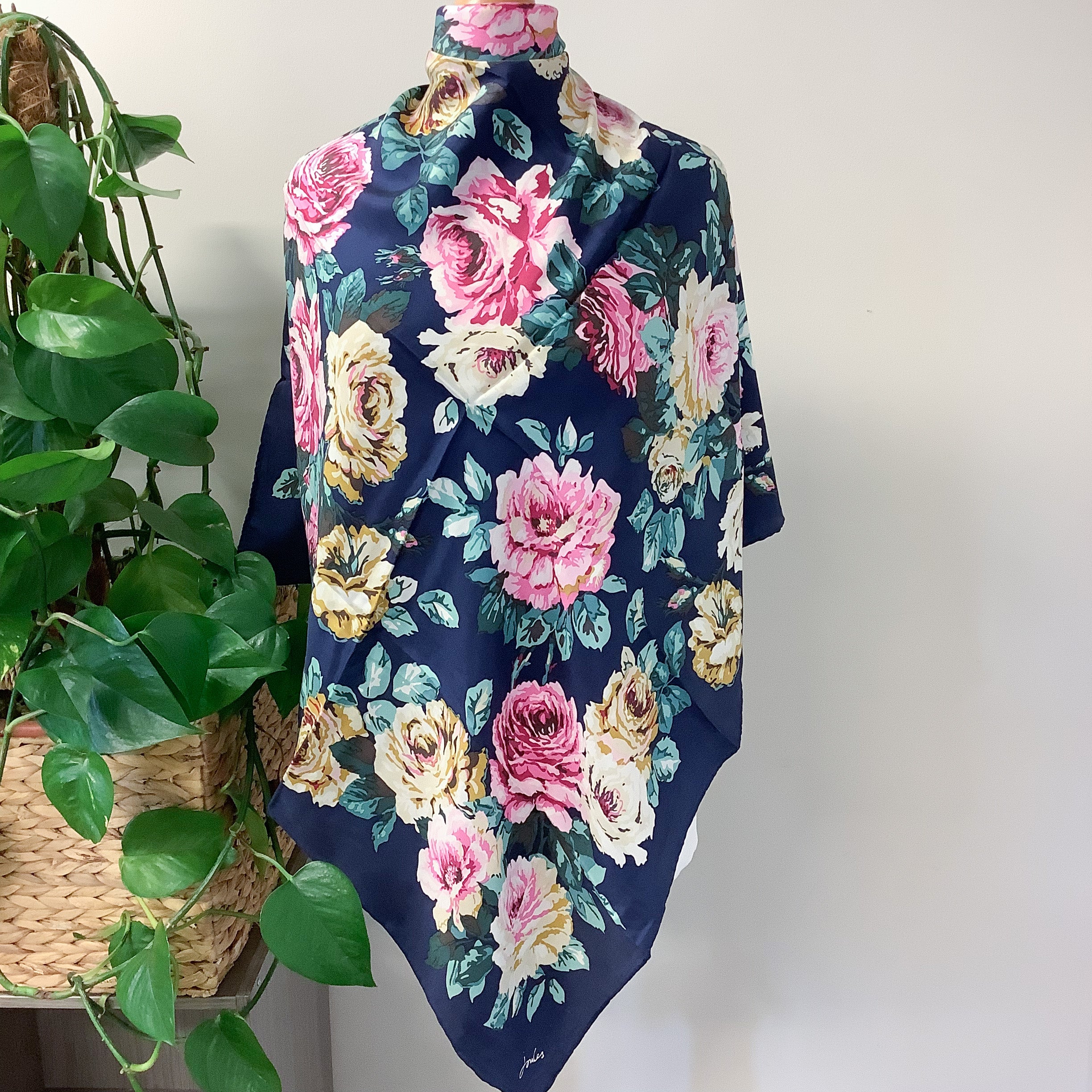 Joules Modern Floral Silk Scarf