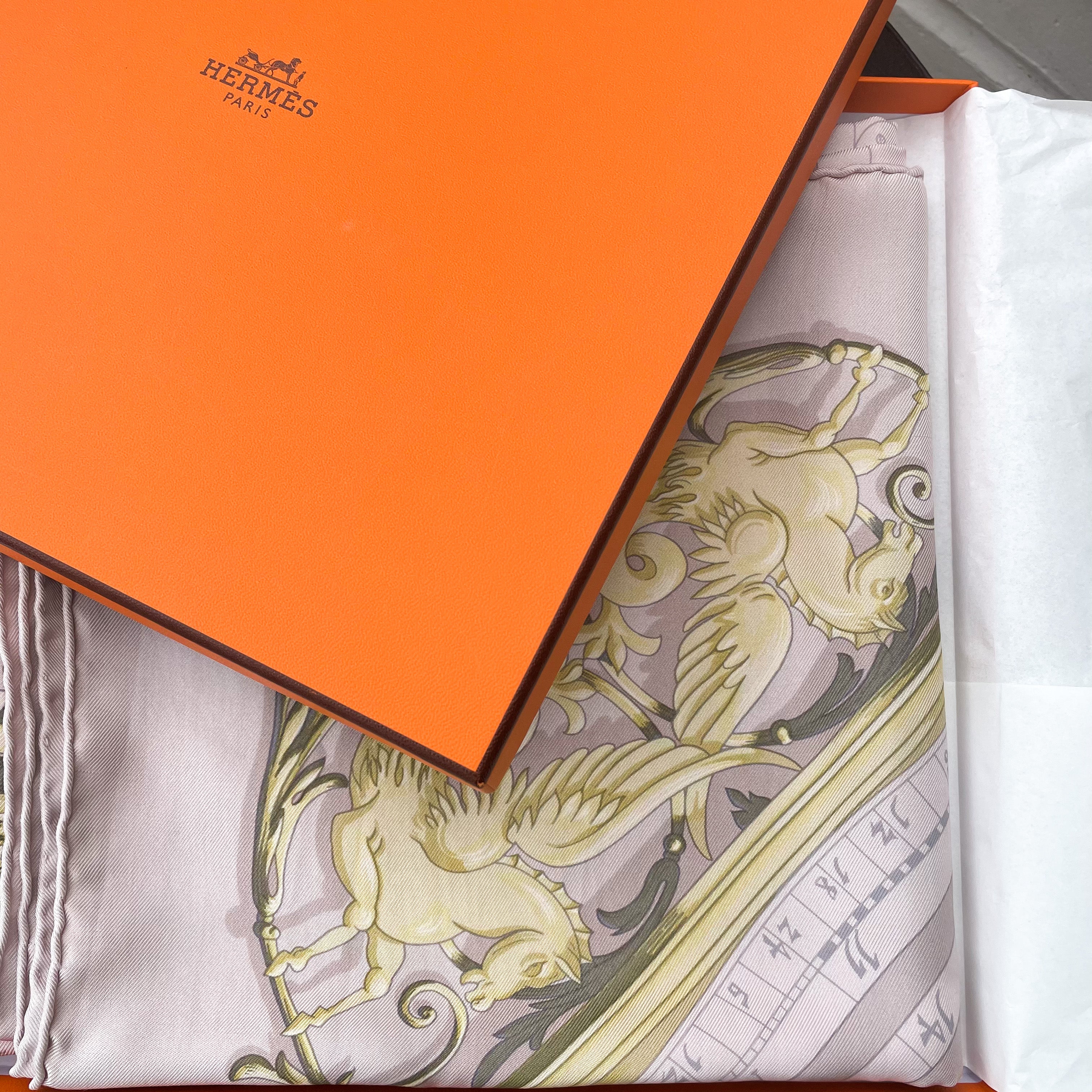 Unworn Boxed Hermes Astrologie Dipdye Vintage Silk Scarf