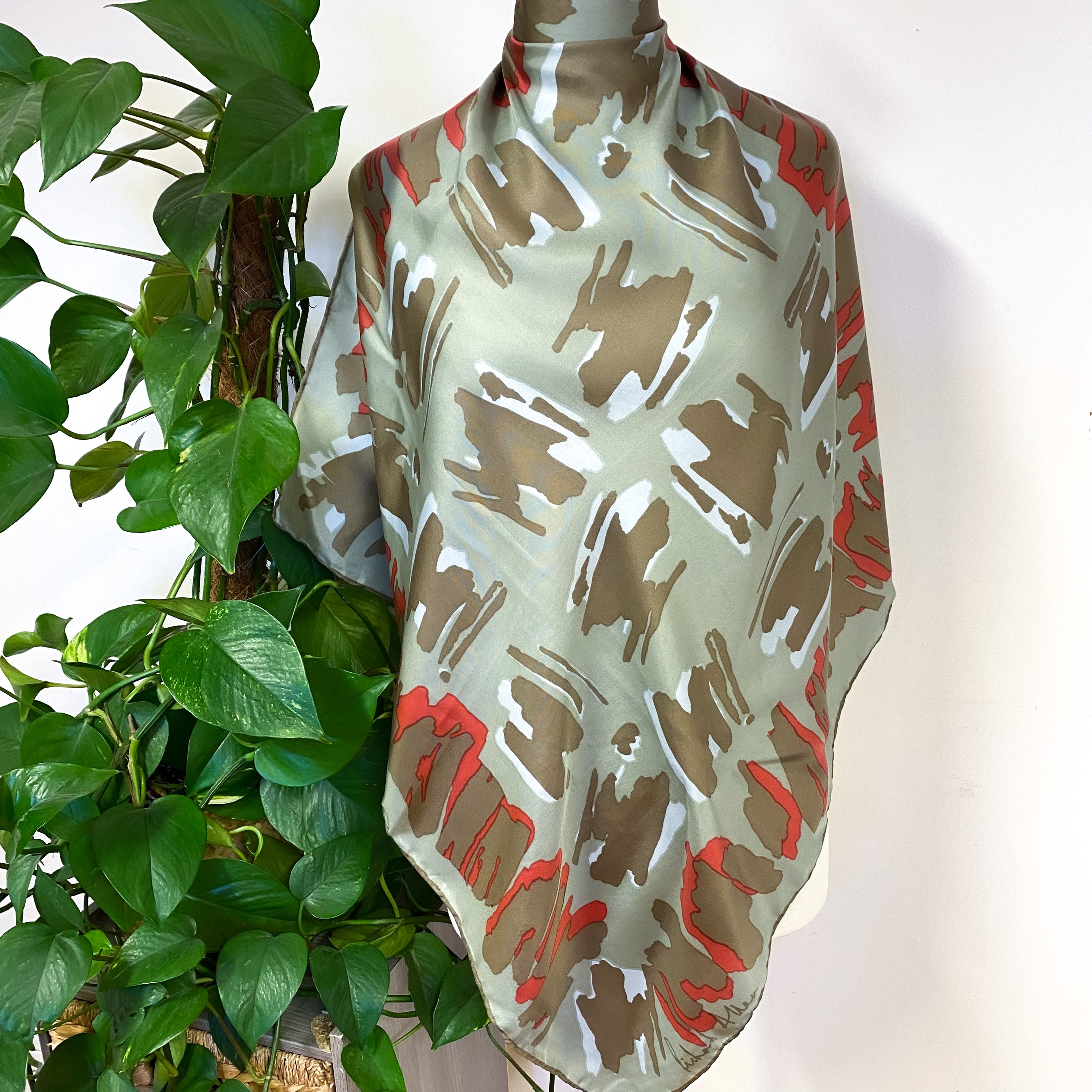 Richard Allen 1970s Abstract Vintage Silk Scarf