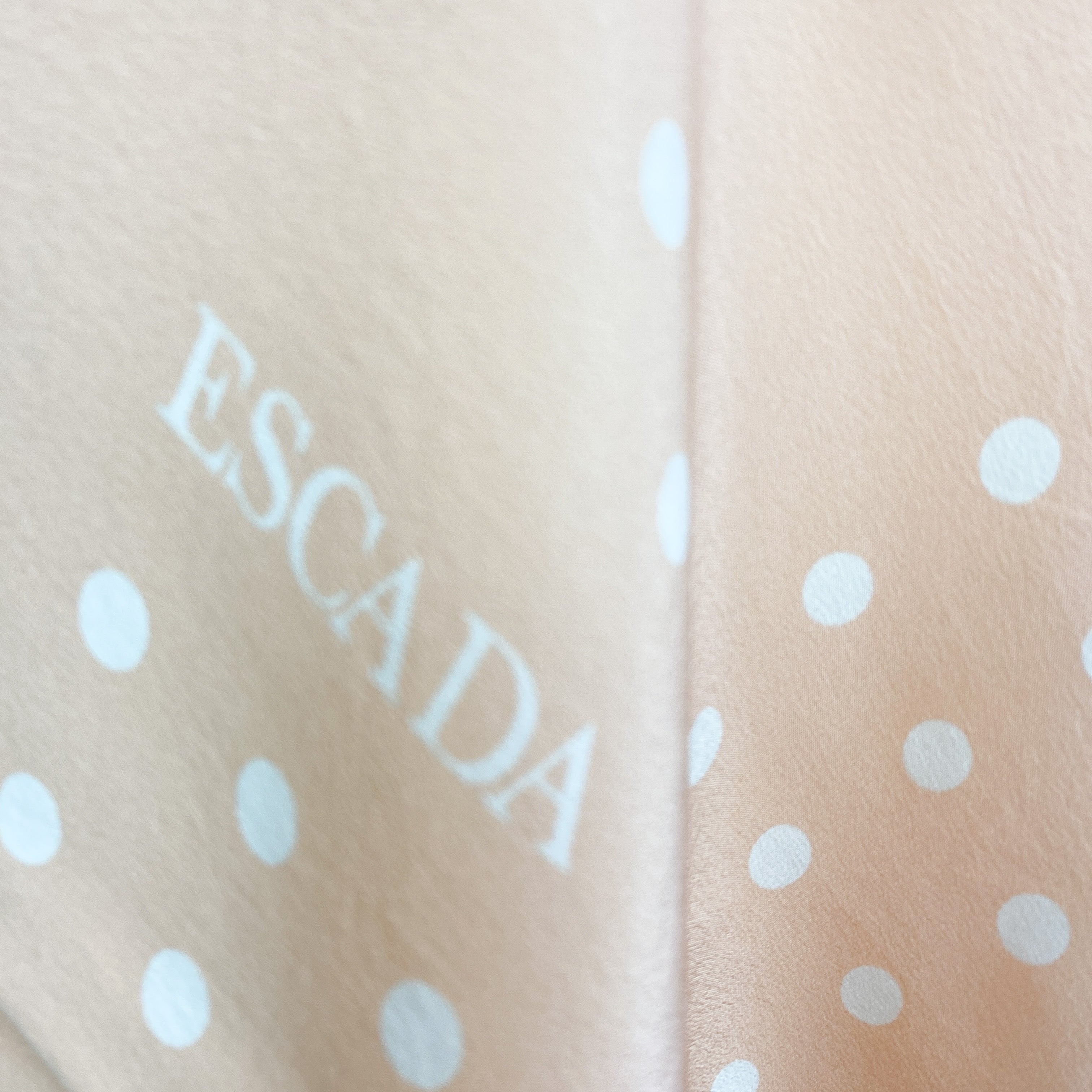 Escada Pale Apricot Spotty Vintage Silk Scarf