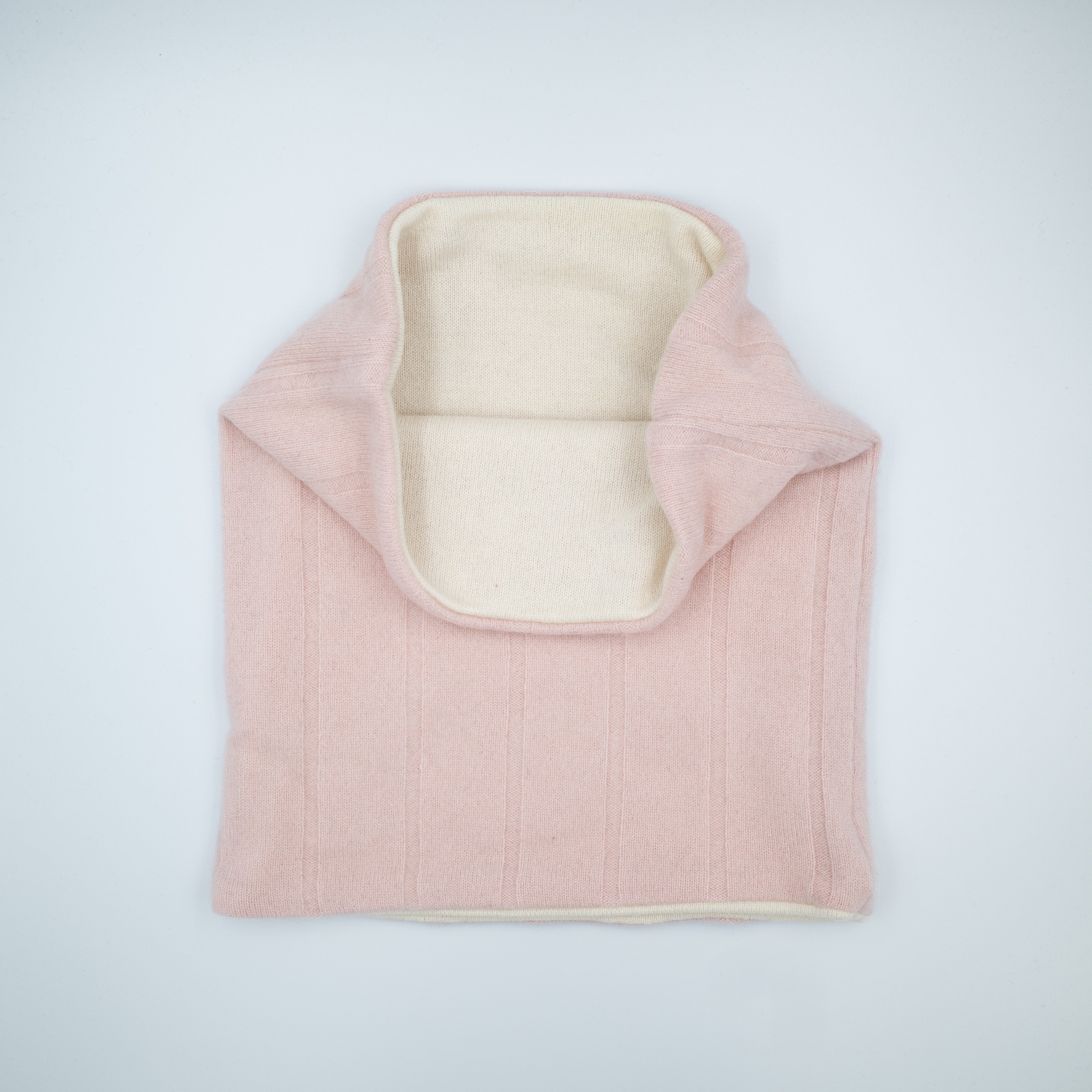 Pale Cream and Wide Rib Pale Pink Luxury Double Layered Snood