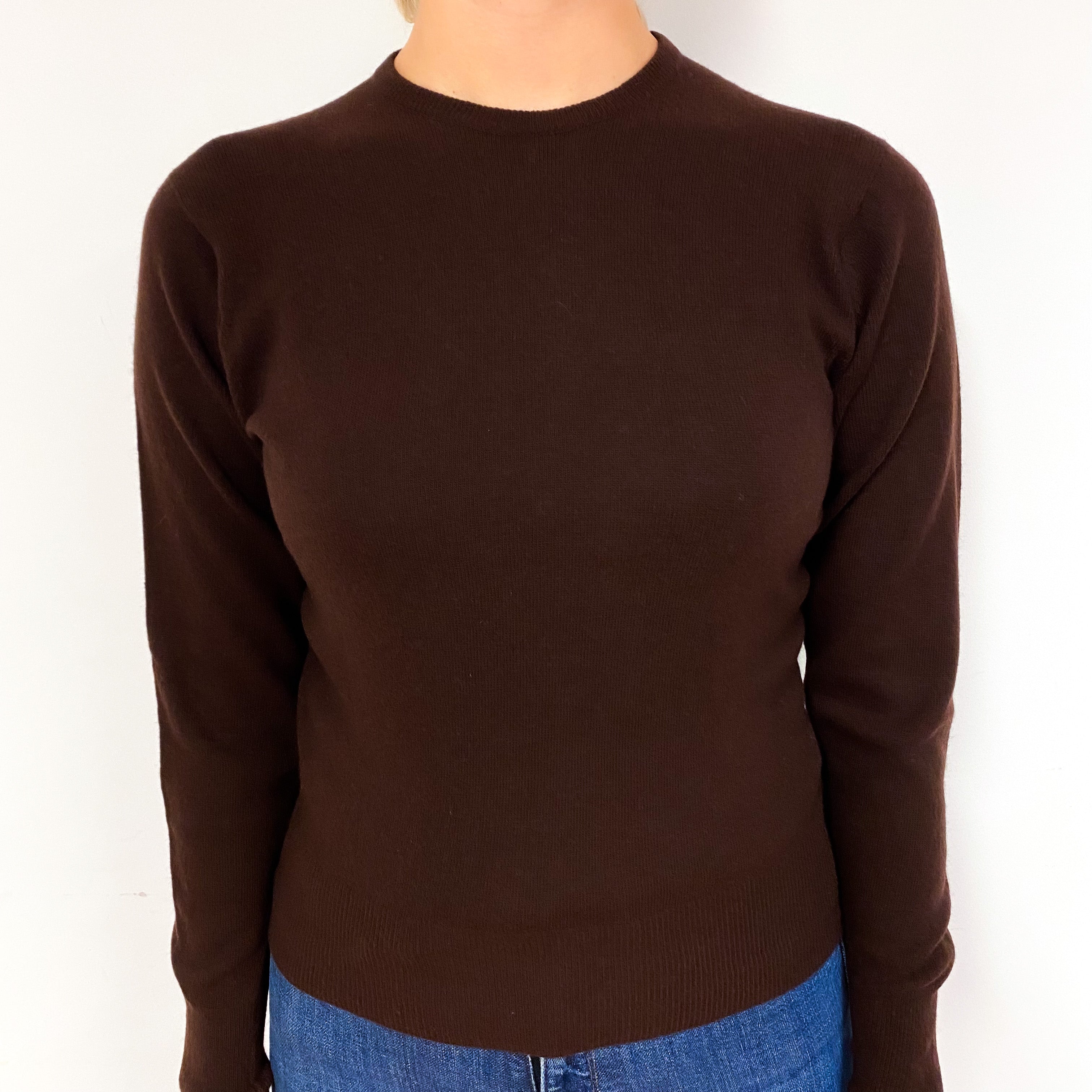 Vintage Chocolate Brown Cashmere Crew Neck Jumper Small