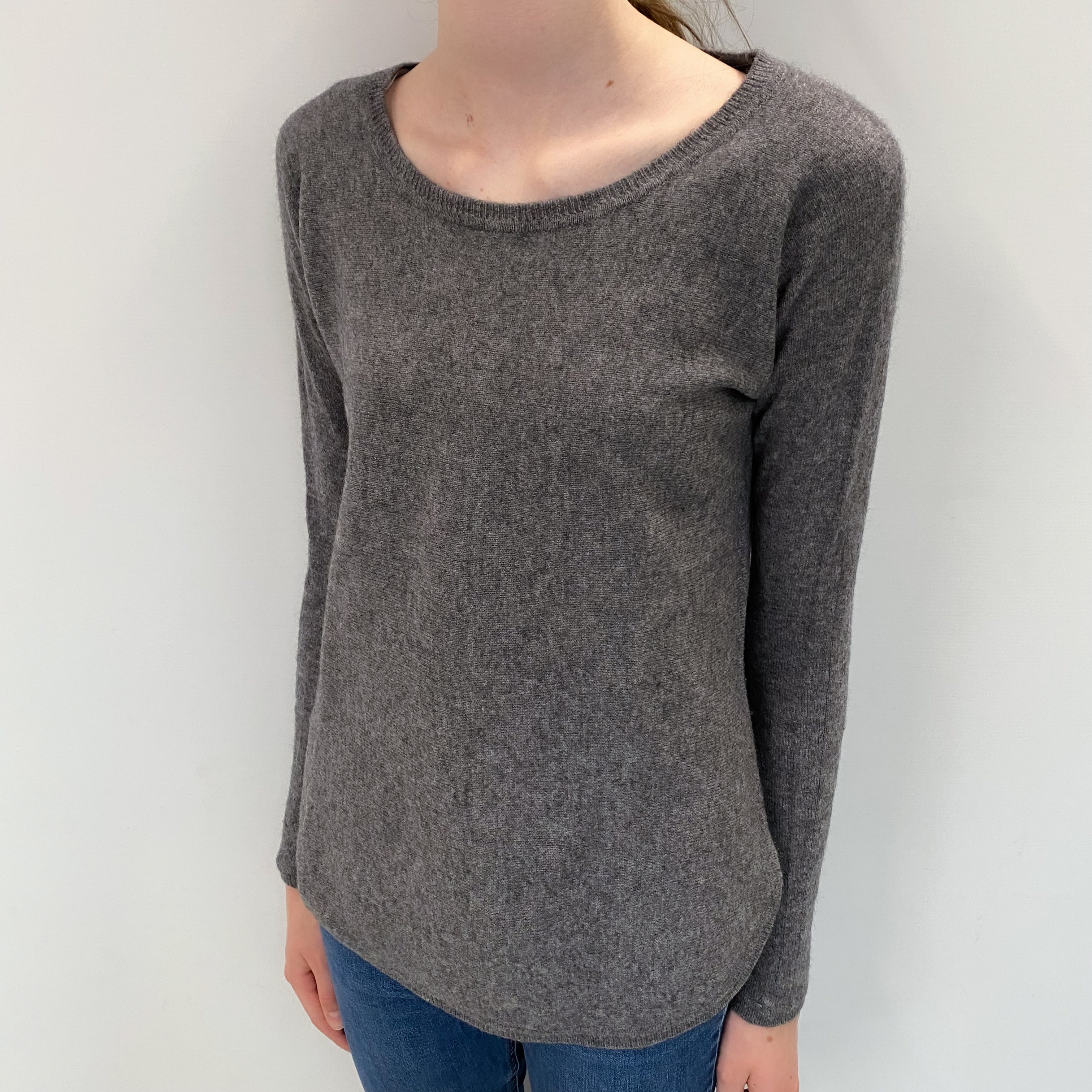 Slate Grey Cashmere Crew Neck Jumper Extra Small