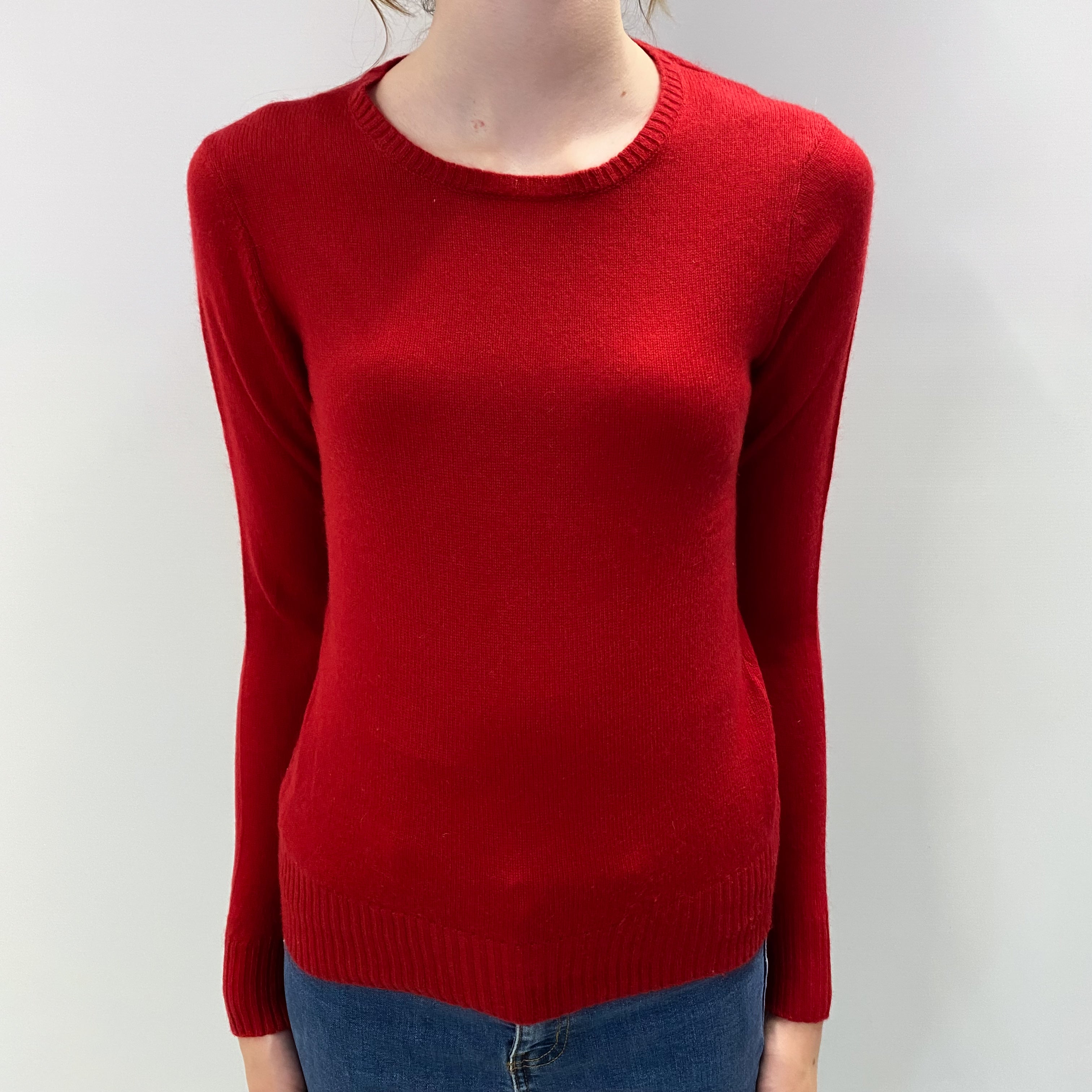 Post Box Red Cashmere Crew Neck Jumper Extra Small