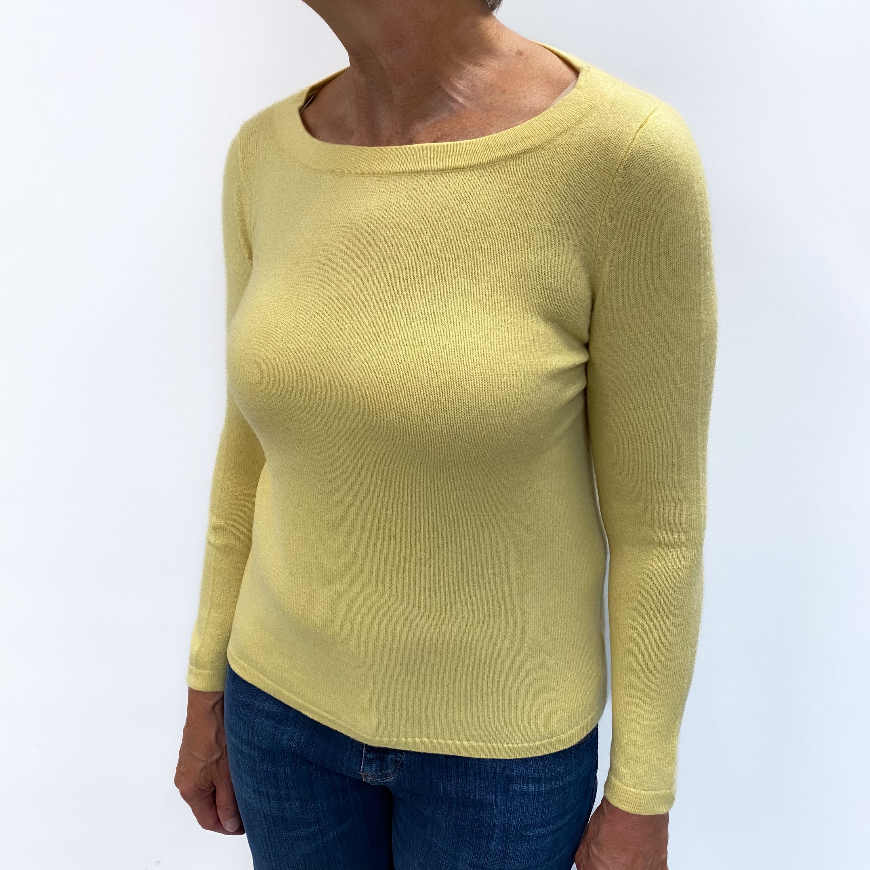 Lemon Yellow Cashmere Crew Neck Jumper Medium