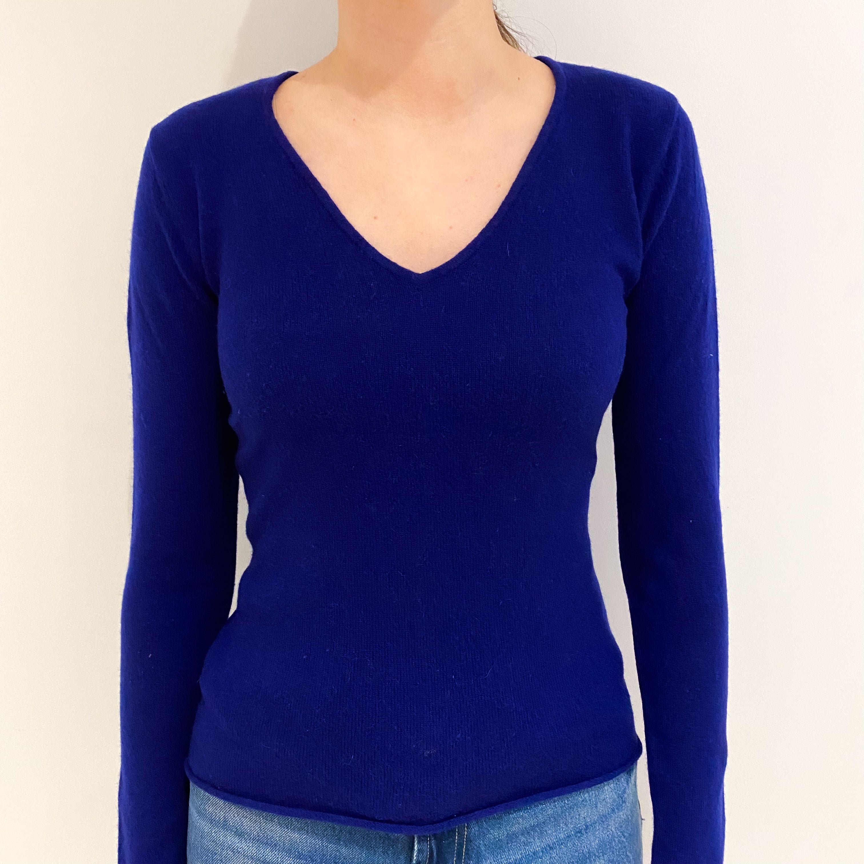 Indigo Purple Cashmere V Neck Jumper Extra Small