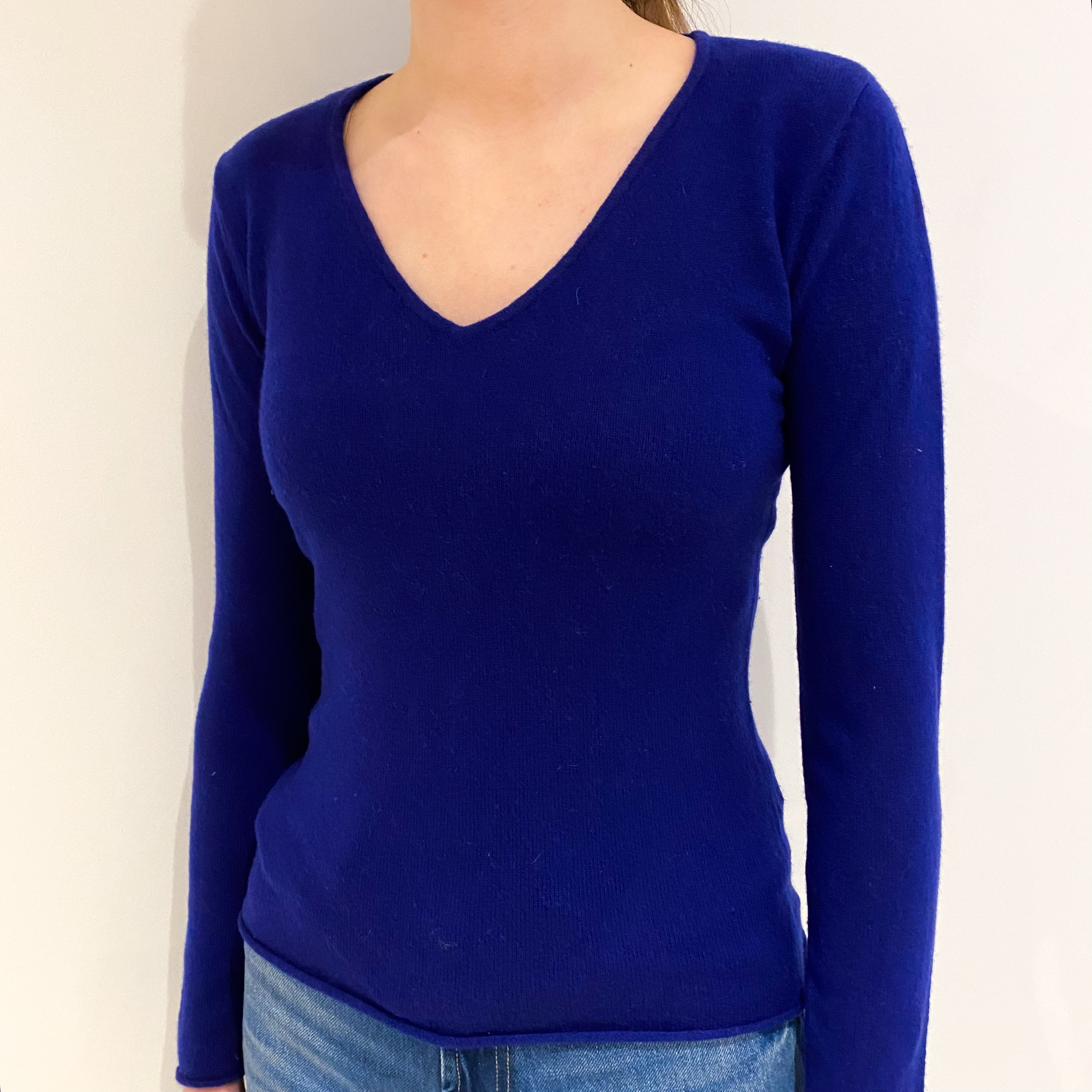 Indigo Purple Cashmere V Neck Jumper Extra Small