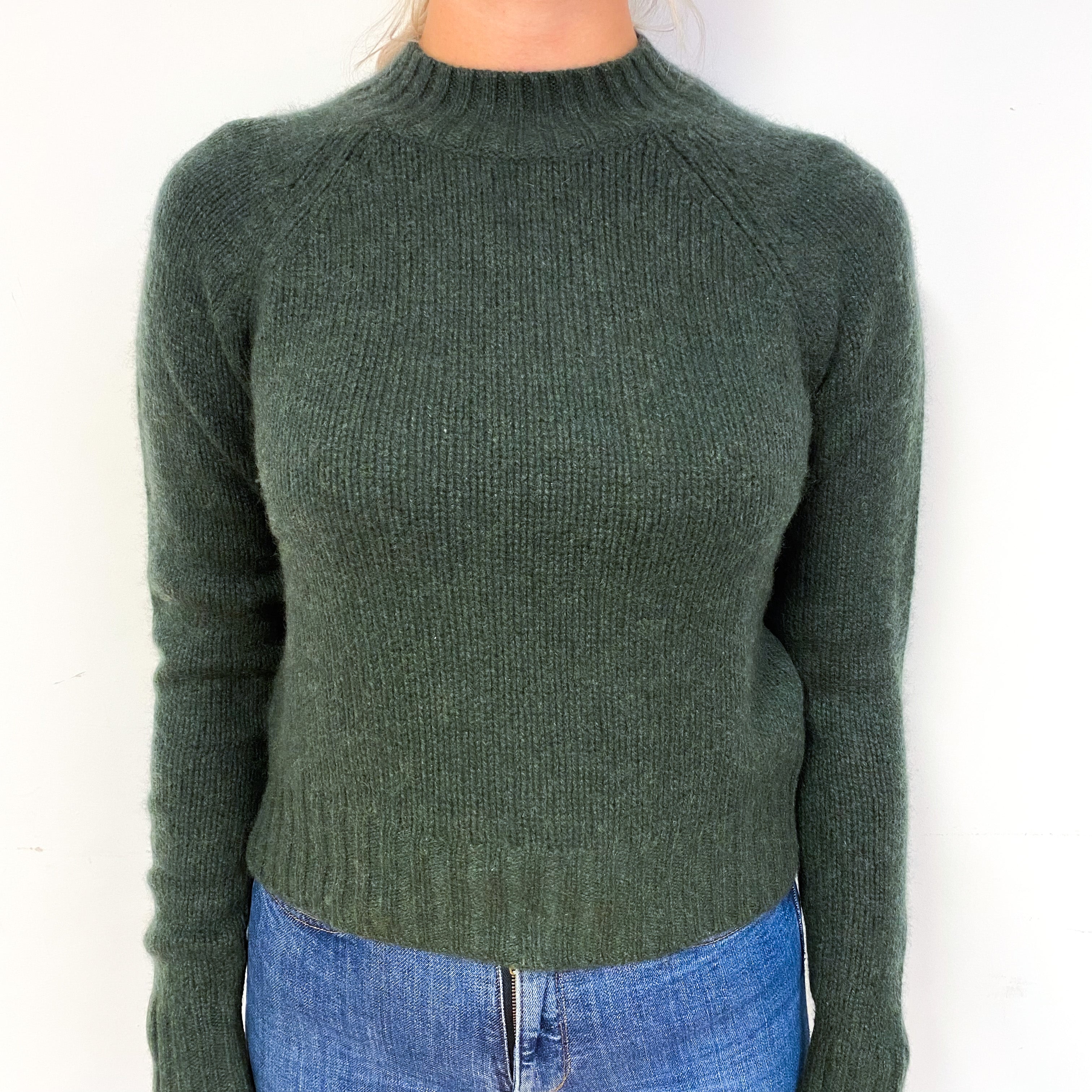 Vince Khaki Green Cashmere Crew Neck Jumper Small