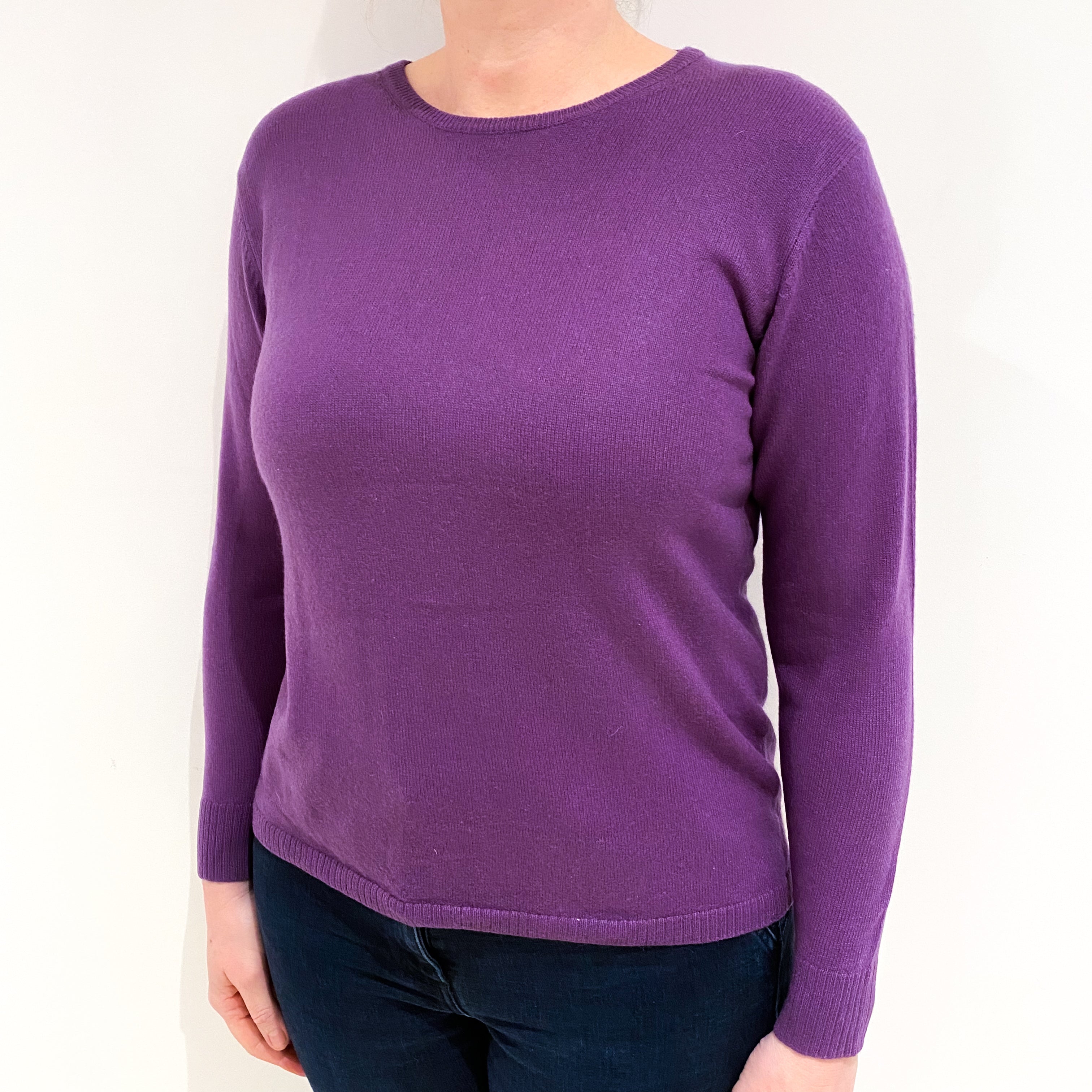 Violet Purple Cashmere Crew Neck Jumper Large