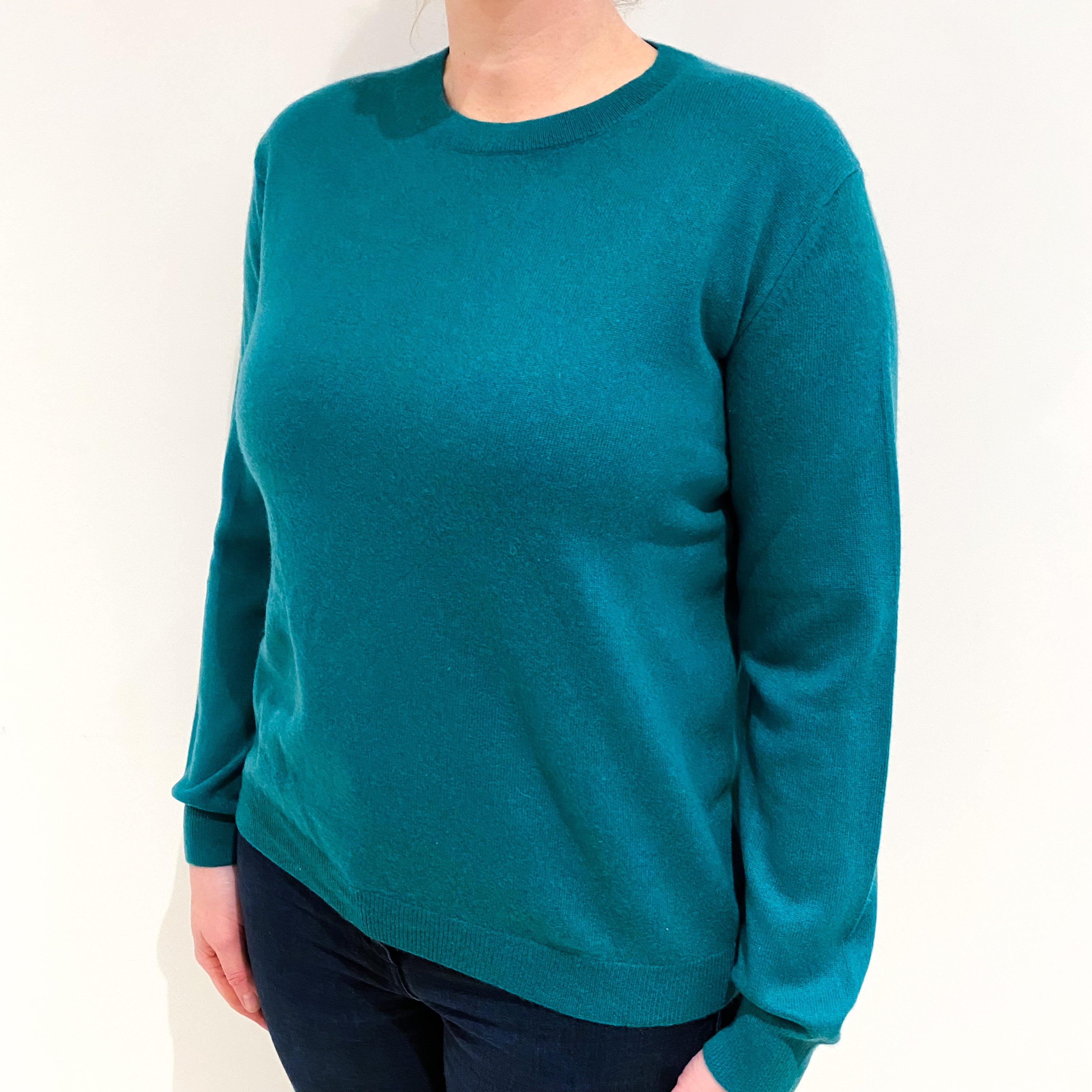 Shamrock Green Cashmere Crew Neck Jumper Large