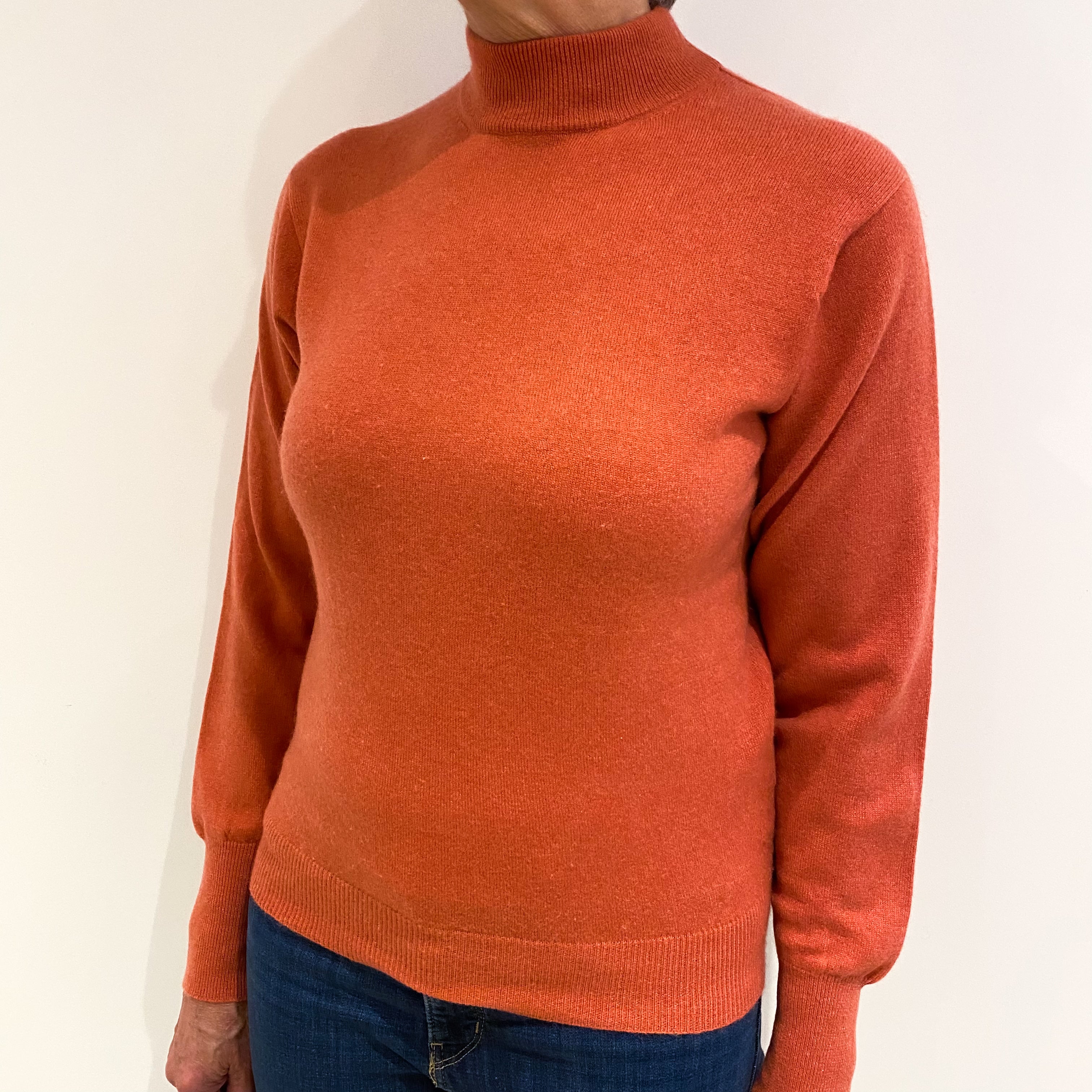 Soda Orange Cashmere Turtle Neck Jumper Medium