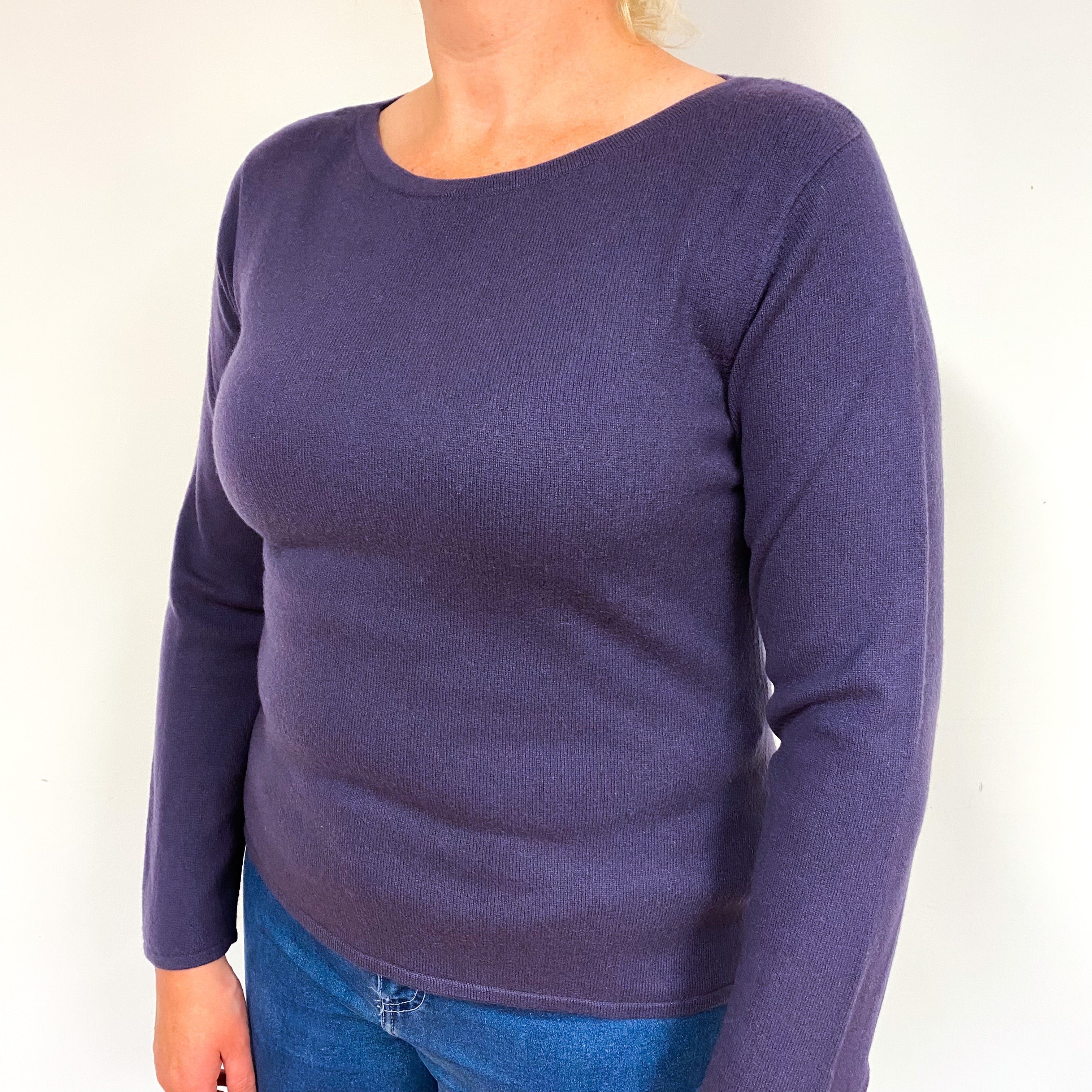 Slate Purple Cashmere Crew Neck Jumper Large