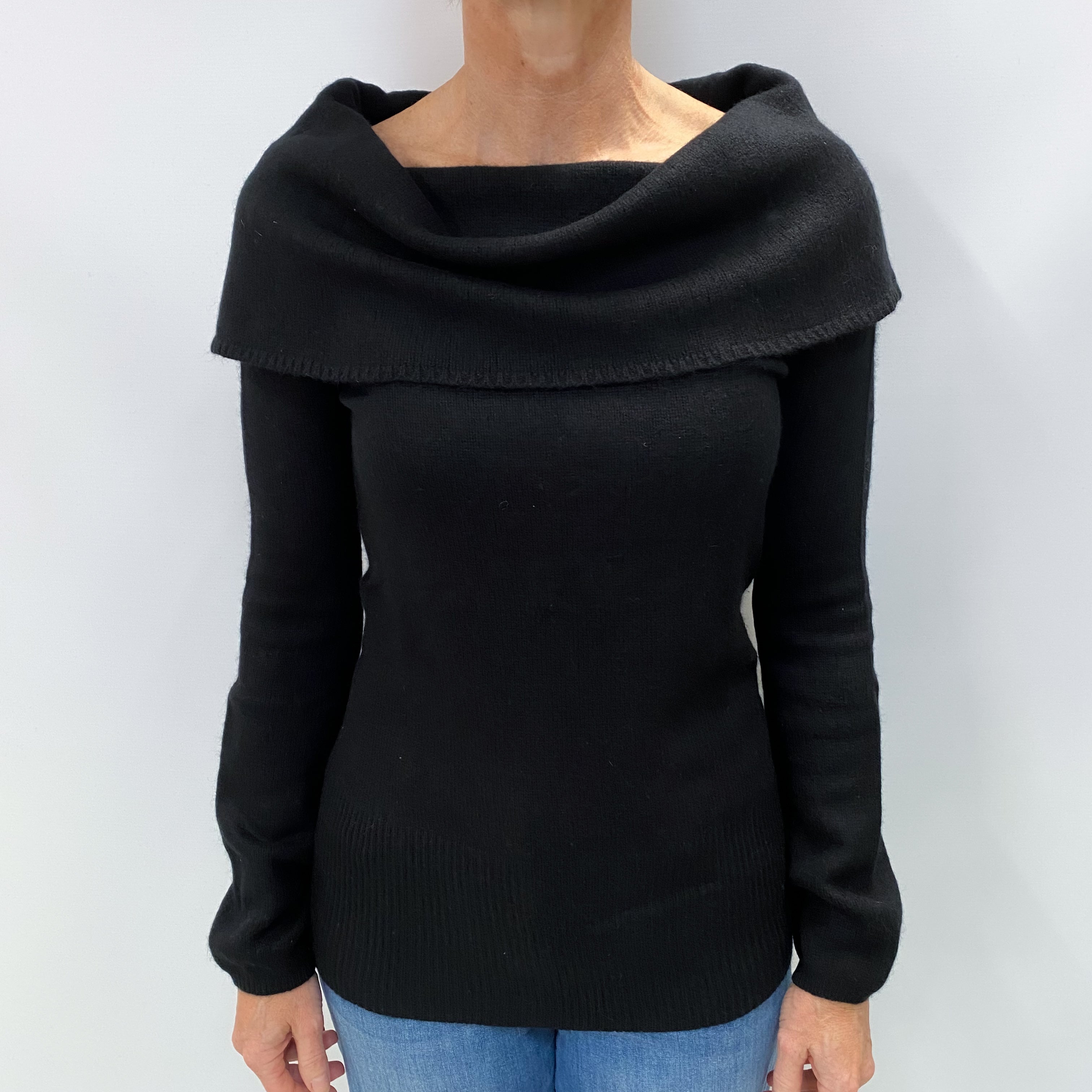 Black Cashmere Cowl Neck Jumper Medium