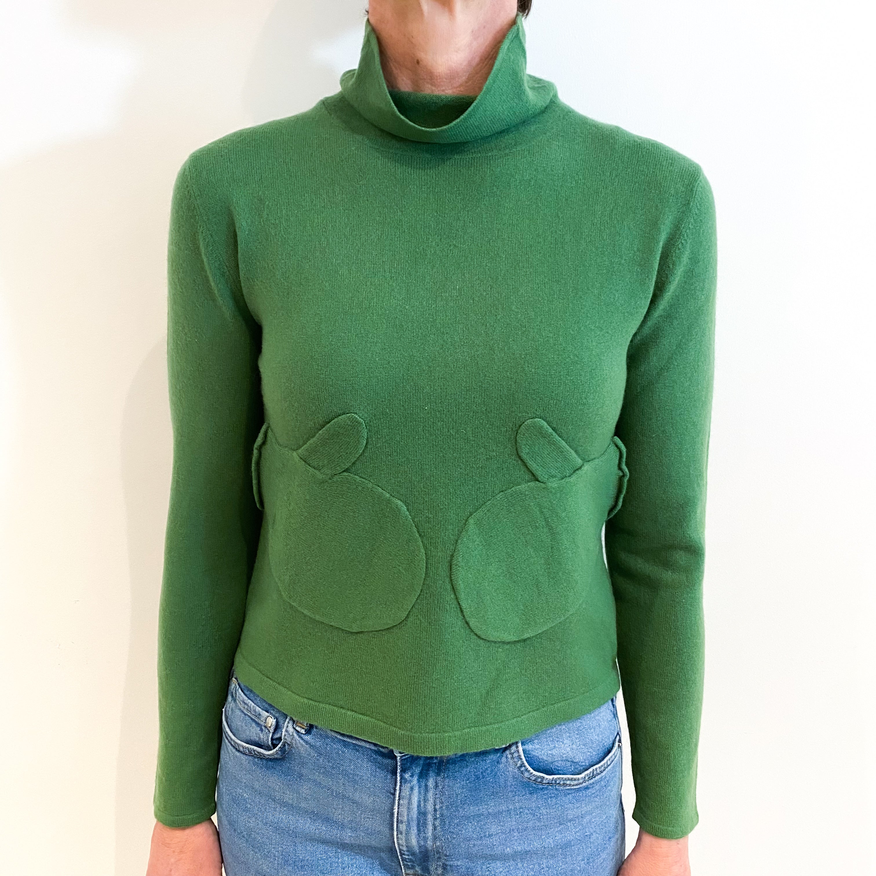 Fern Green Cashmere Funnel Neck Jumper Small