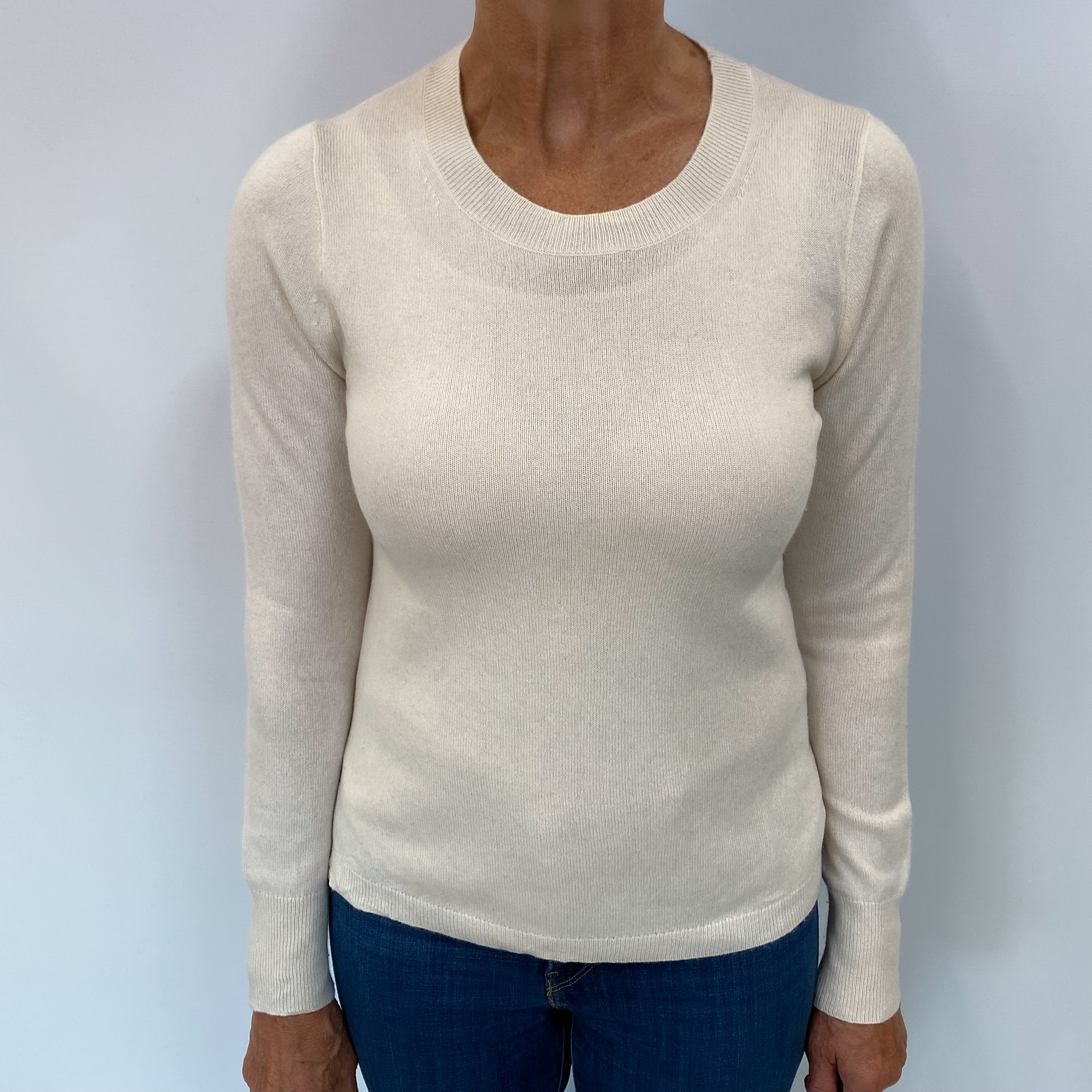 Winter White Cashmere Crew Neck Jumper Medium