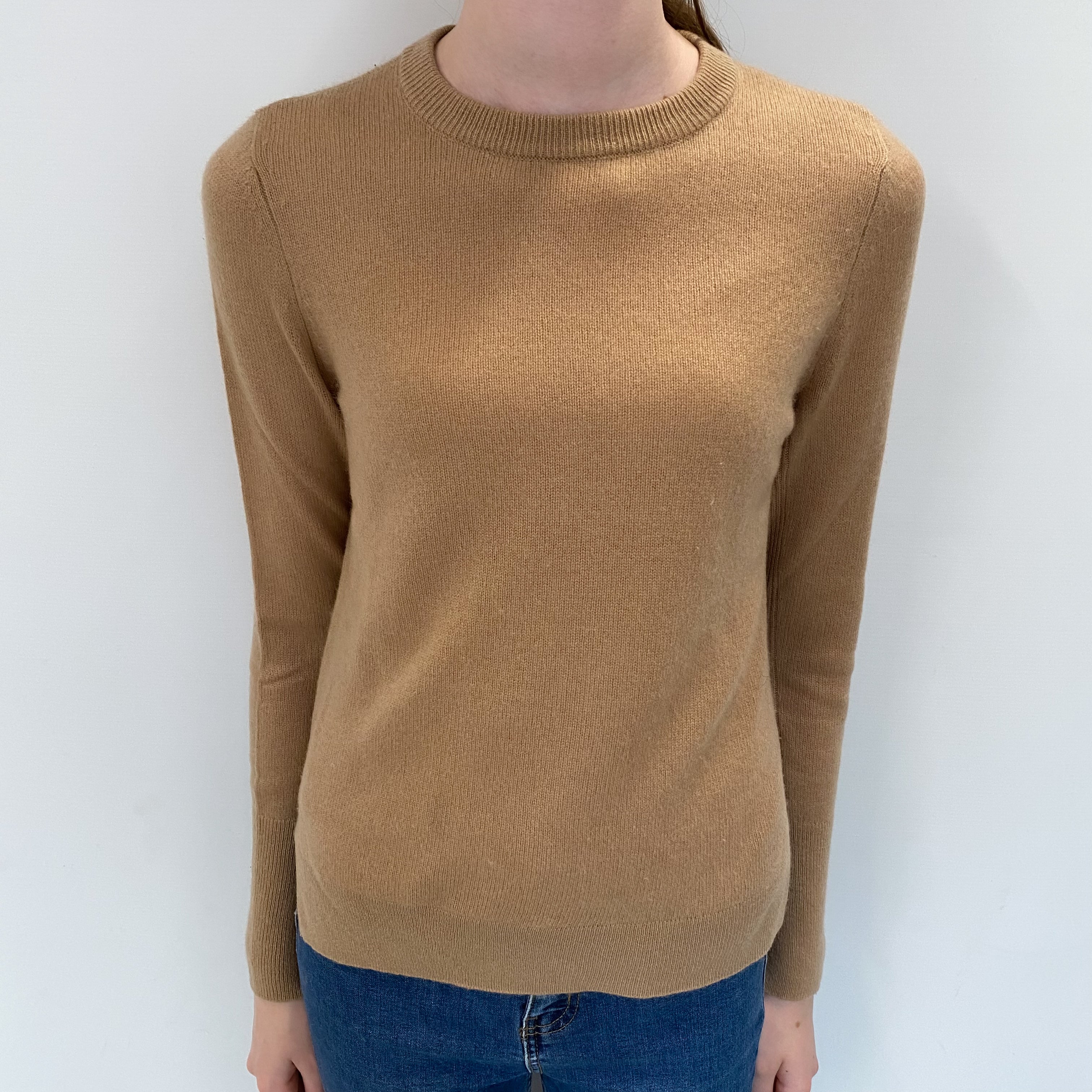 Caramel Brown Cashmere Crew Neck Jumper Extra Small