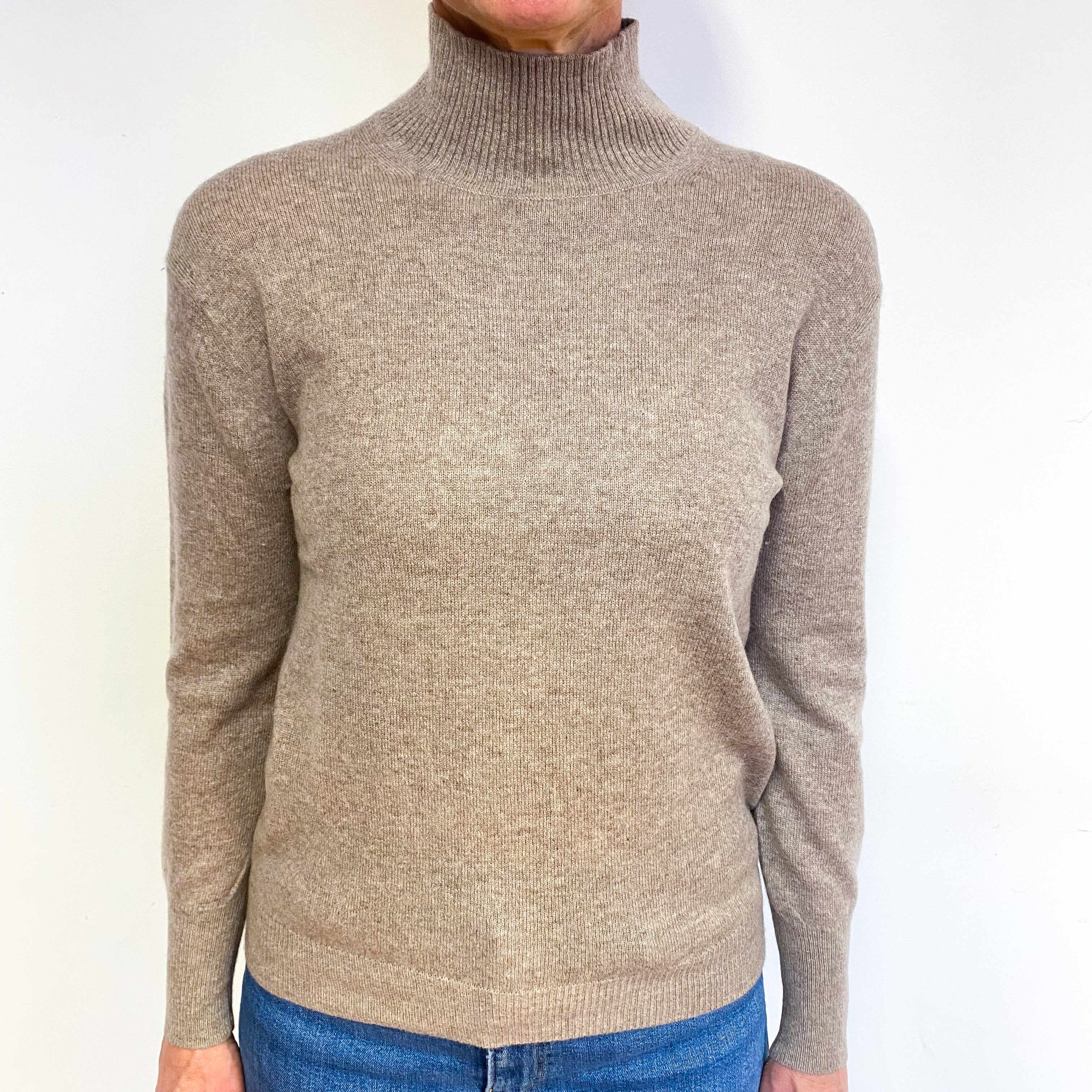 Mink Brown Cashmere Turtle Neck Jumper Medium