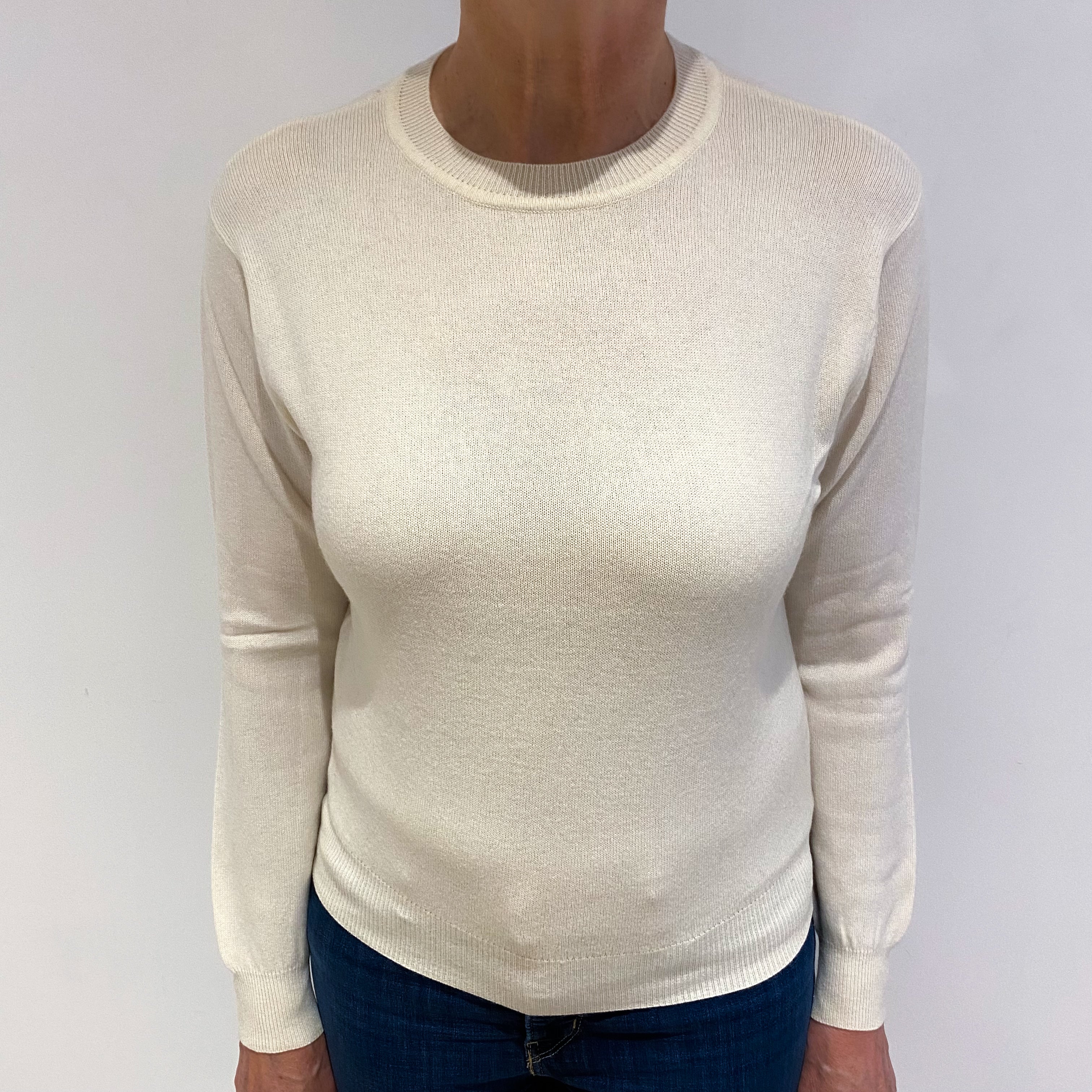 Vanilla Cream Cashmere Crew Neck Jumper Medium