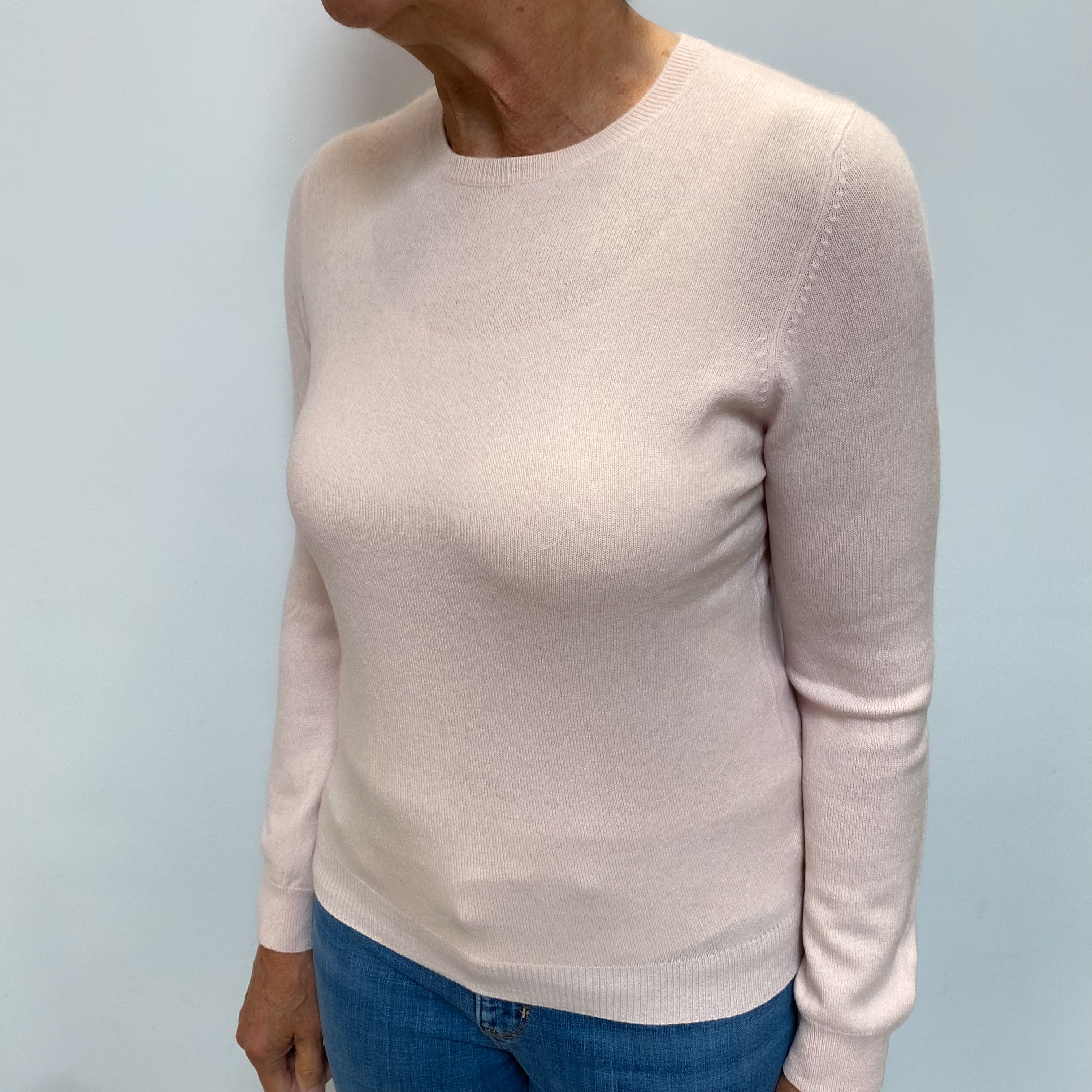 Ice Pink Cashmere Crew Neck Jumper Medium