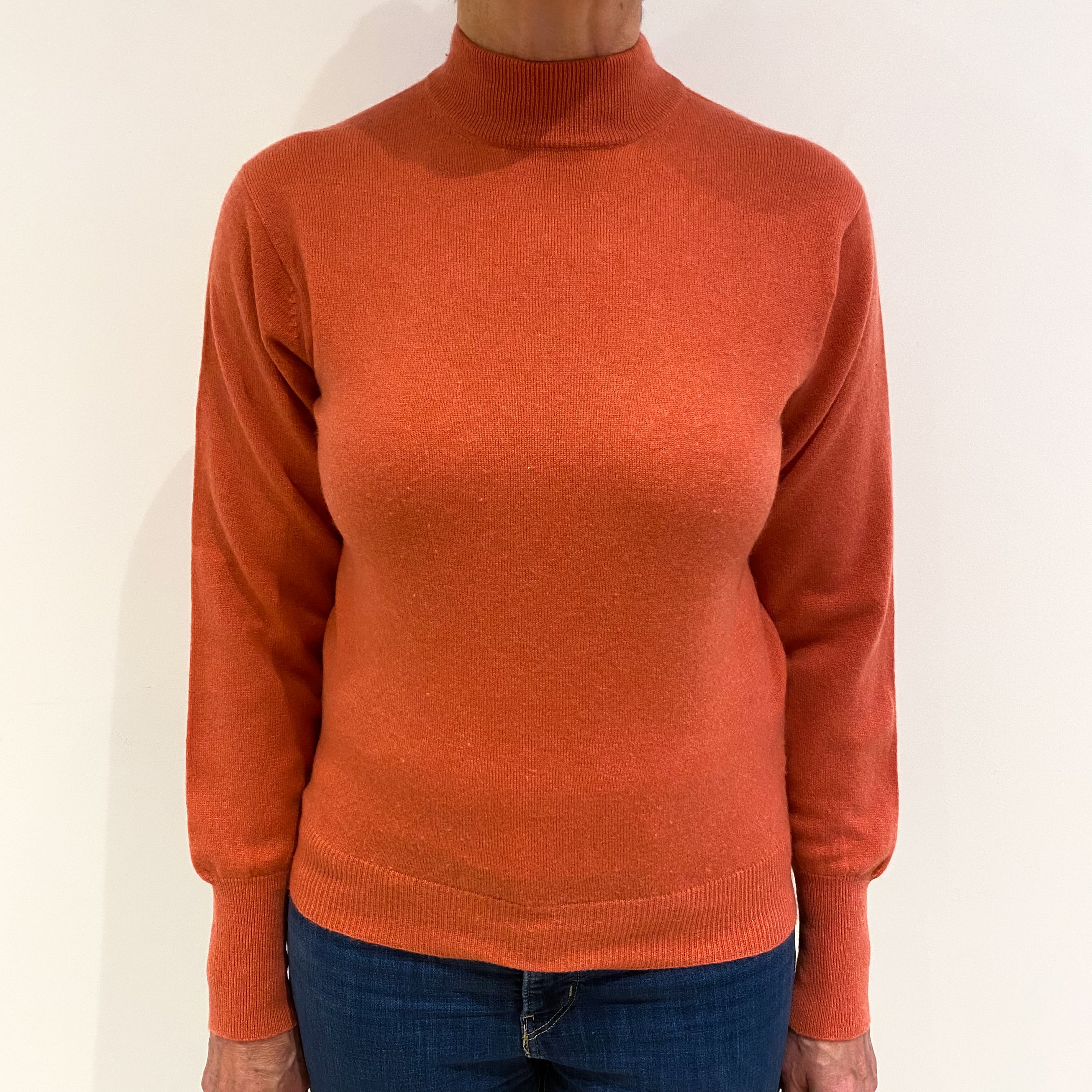 Soda Orange Cashmere Turtle Neck Jumper Medium