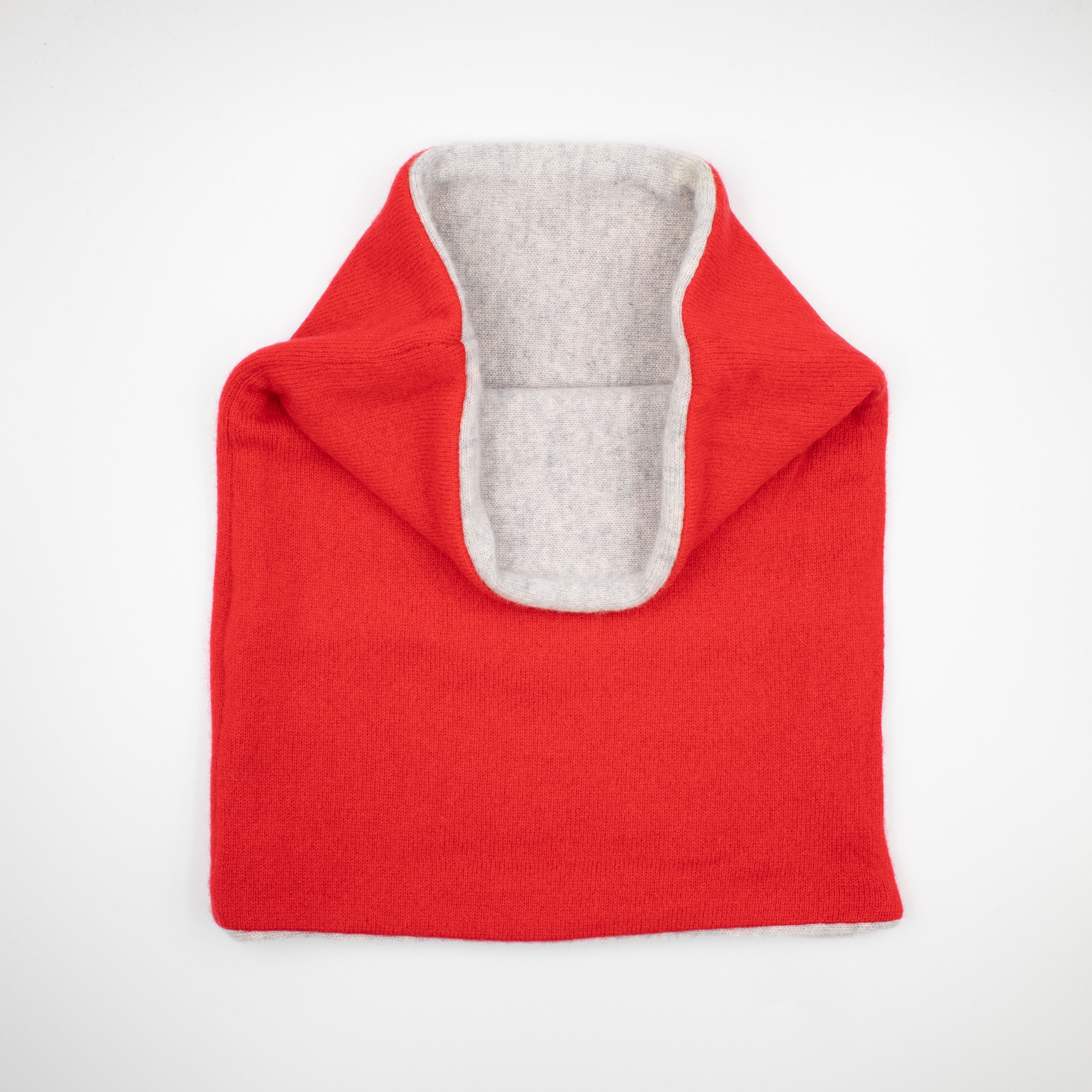 Vermillion Red and Grey Luxury Double Layered Snood