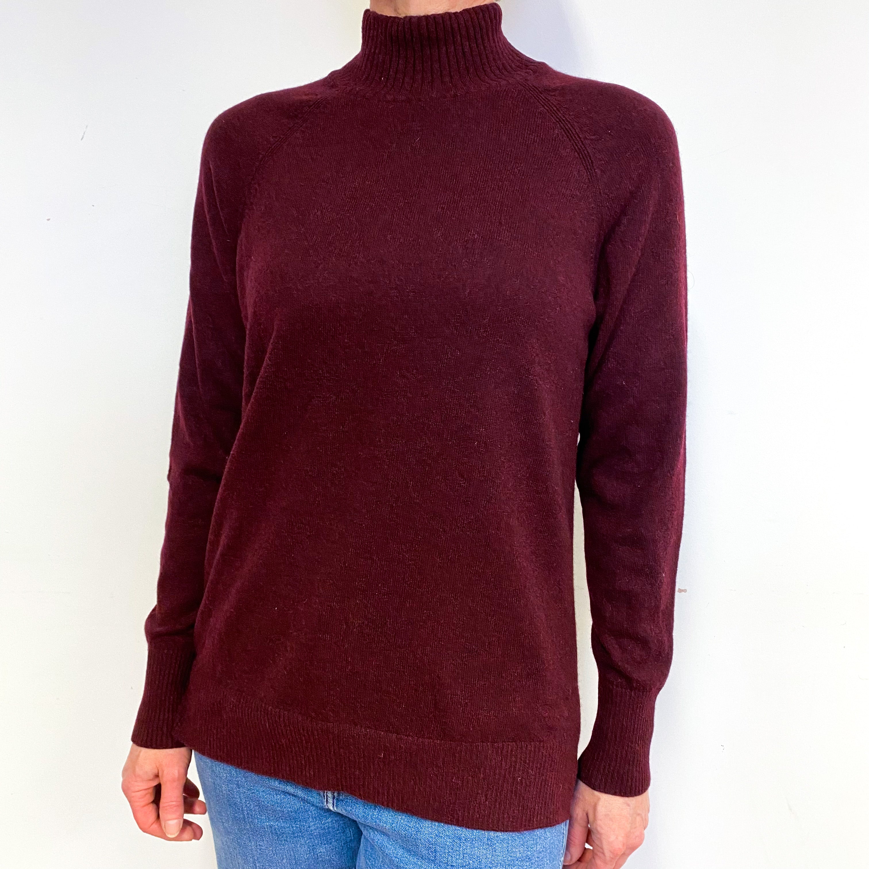 Burgundy Cashmere Turtle Neck Jumper Medium