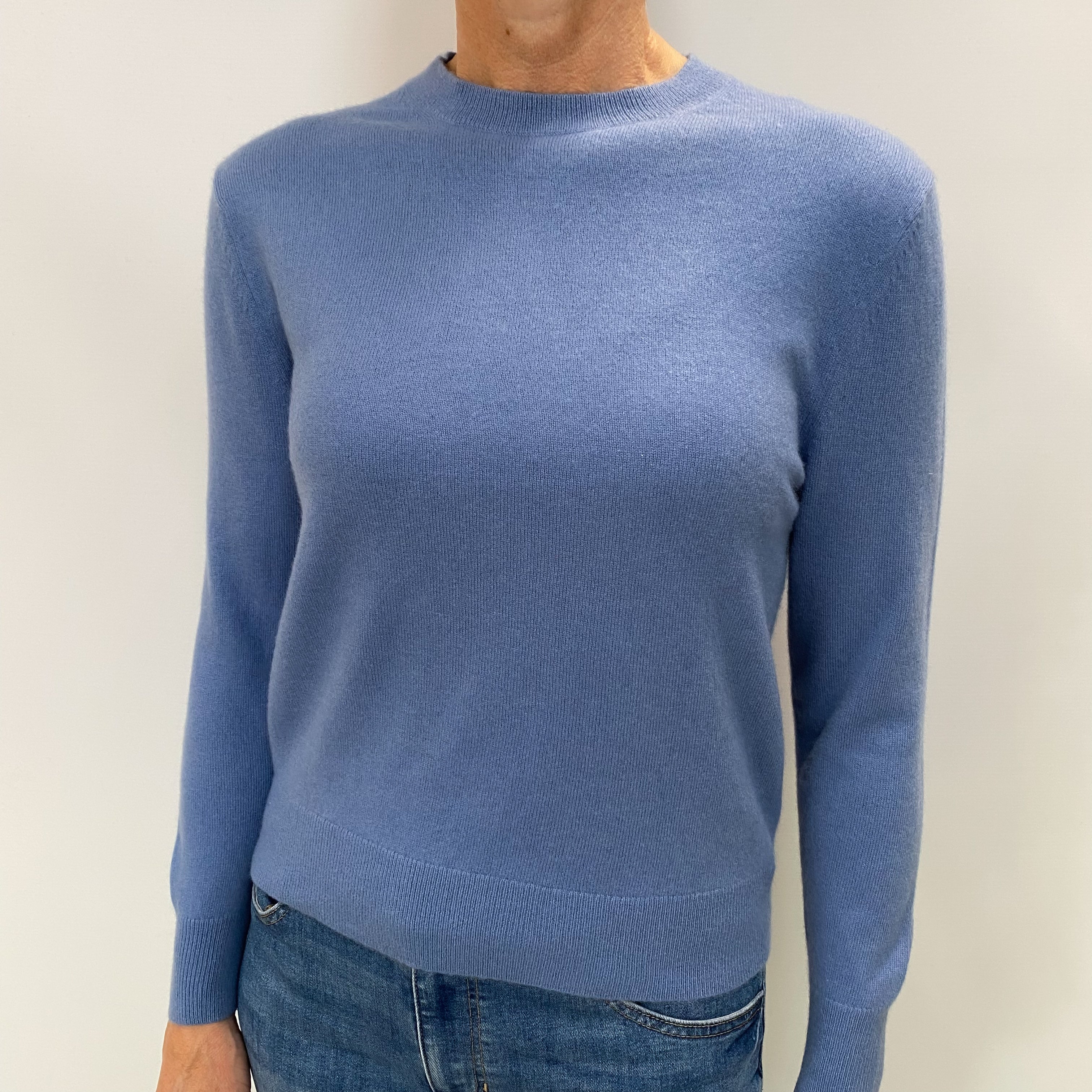 Denim Blue Cashmere Crew Neck Jumper Small