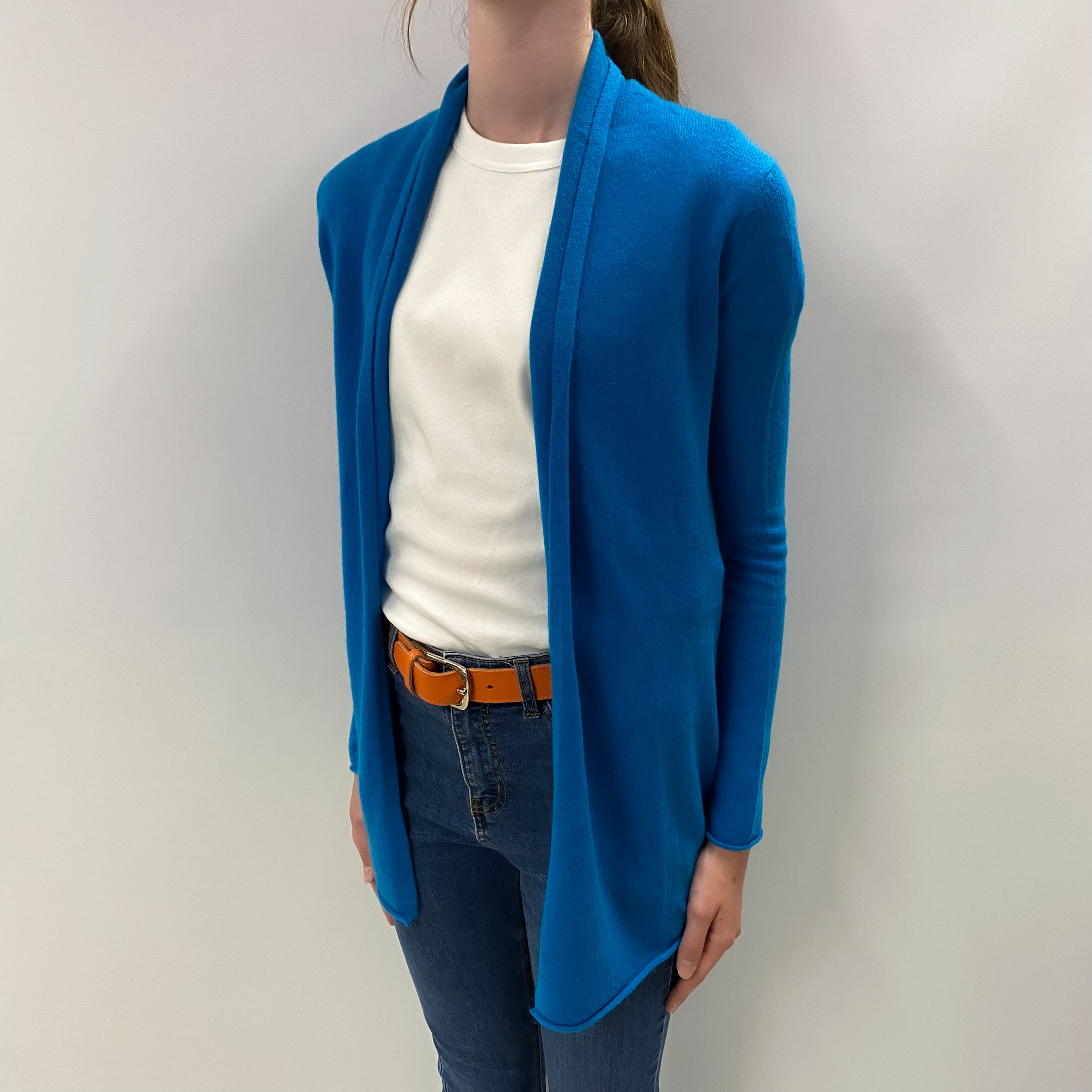 Neiman Marcus Aqua Blue Cashmere Cardigan Extra Small