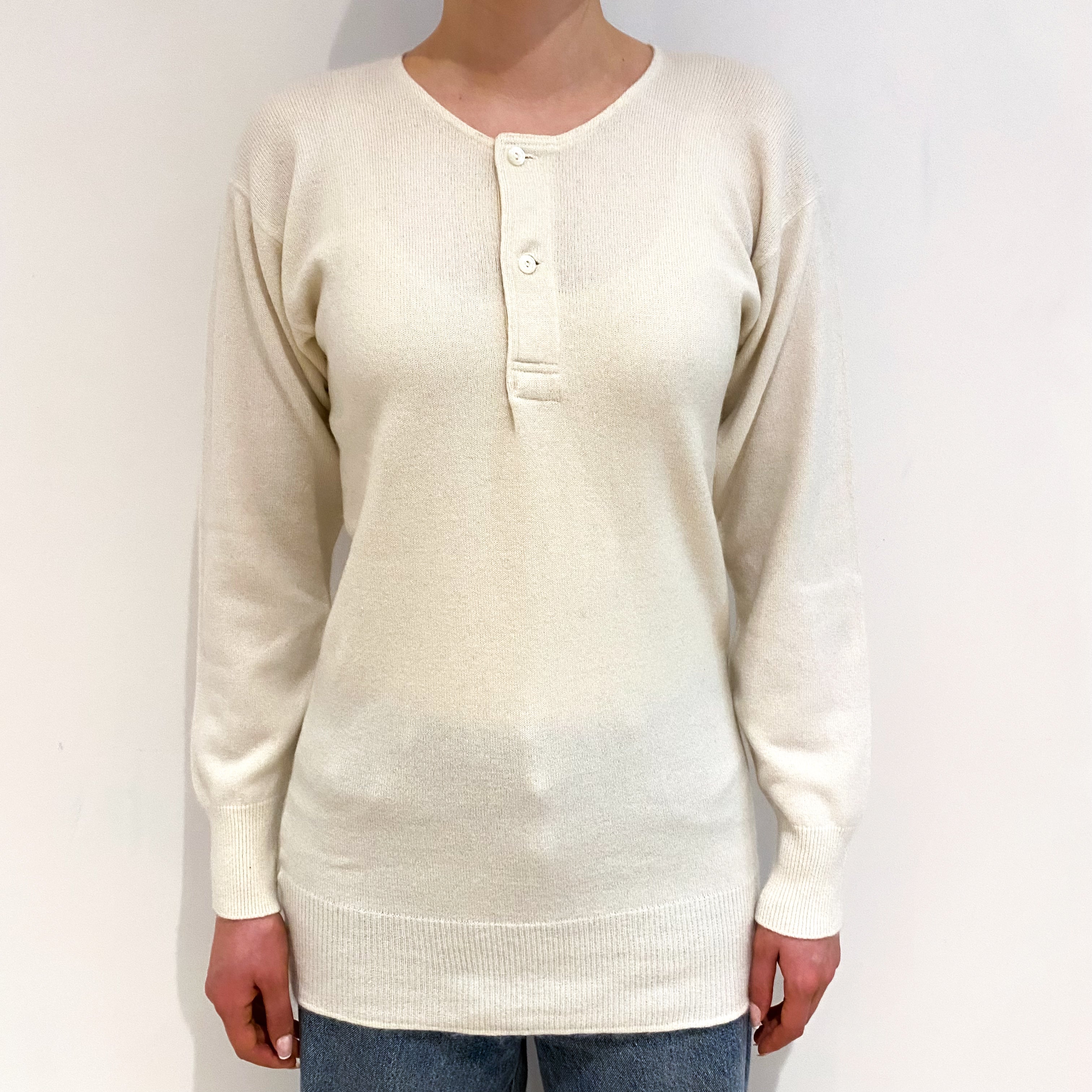 Vanilla Cream Cashmere Crew Neck Jumper Extra Small