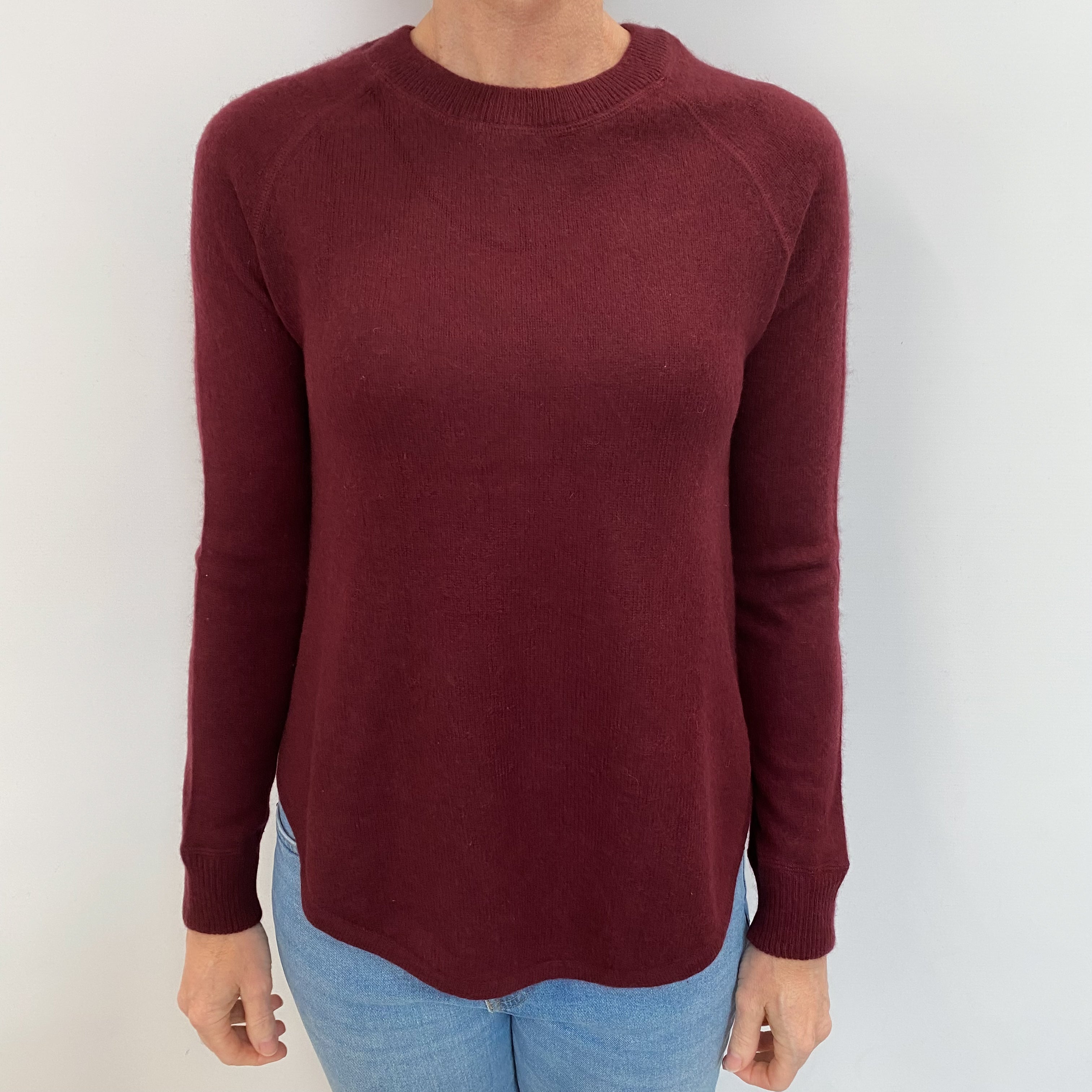 Wine Red Cashmere Crew Neck Jumper Small